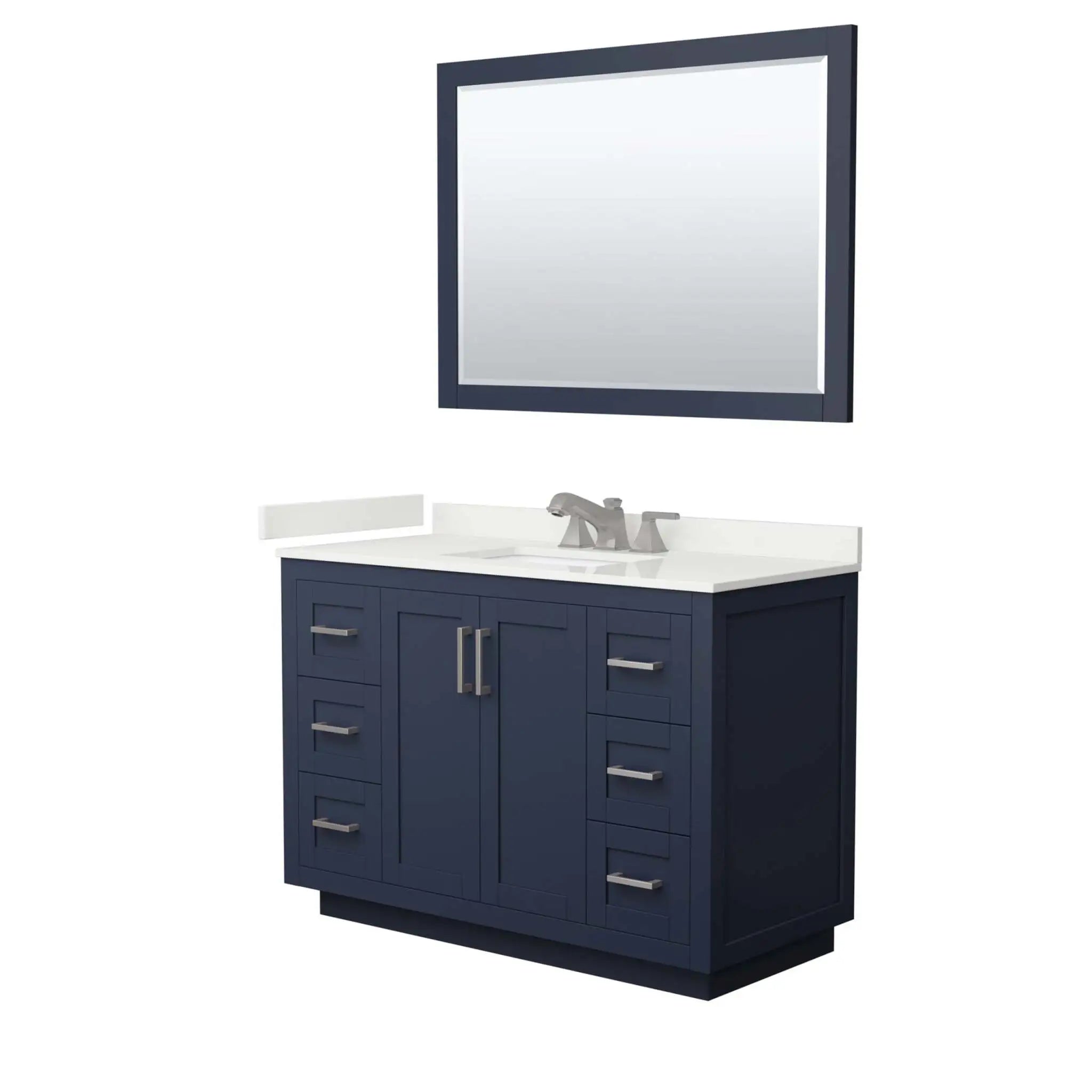 48" Miranda Single Bathroom Vanity in Dark Blue with Brushed Nickel Trim & 46" Mirror by Wyndham
