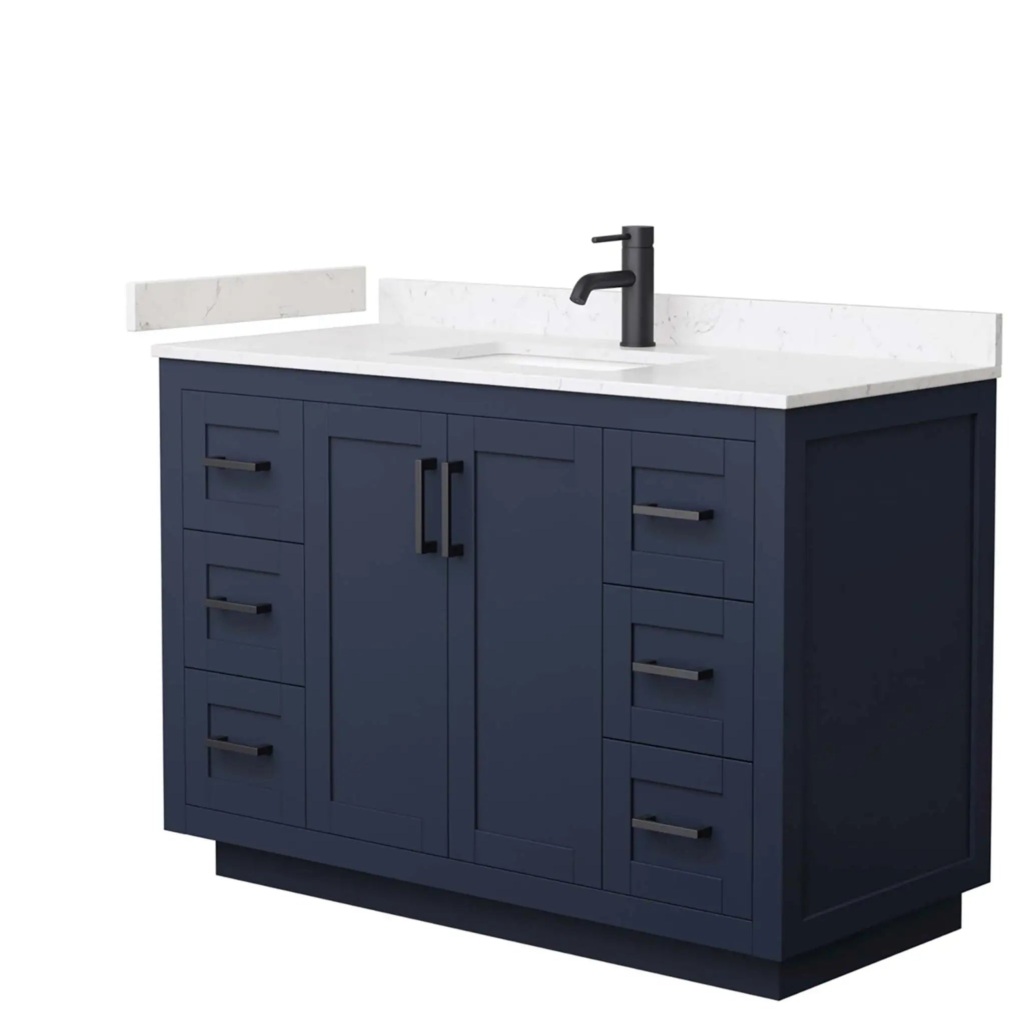 48" Miranda Single Bathroom Vanity in Dark Blue with Matte Black Trim by Wyndham