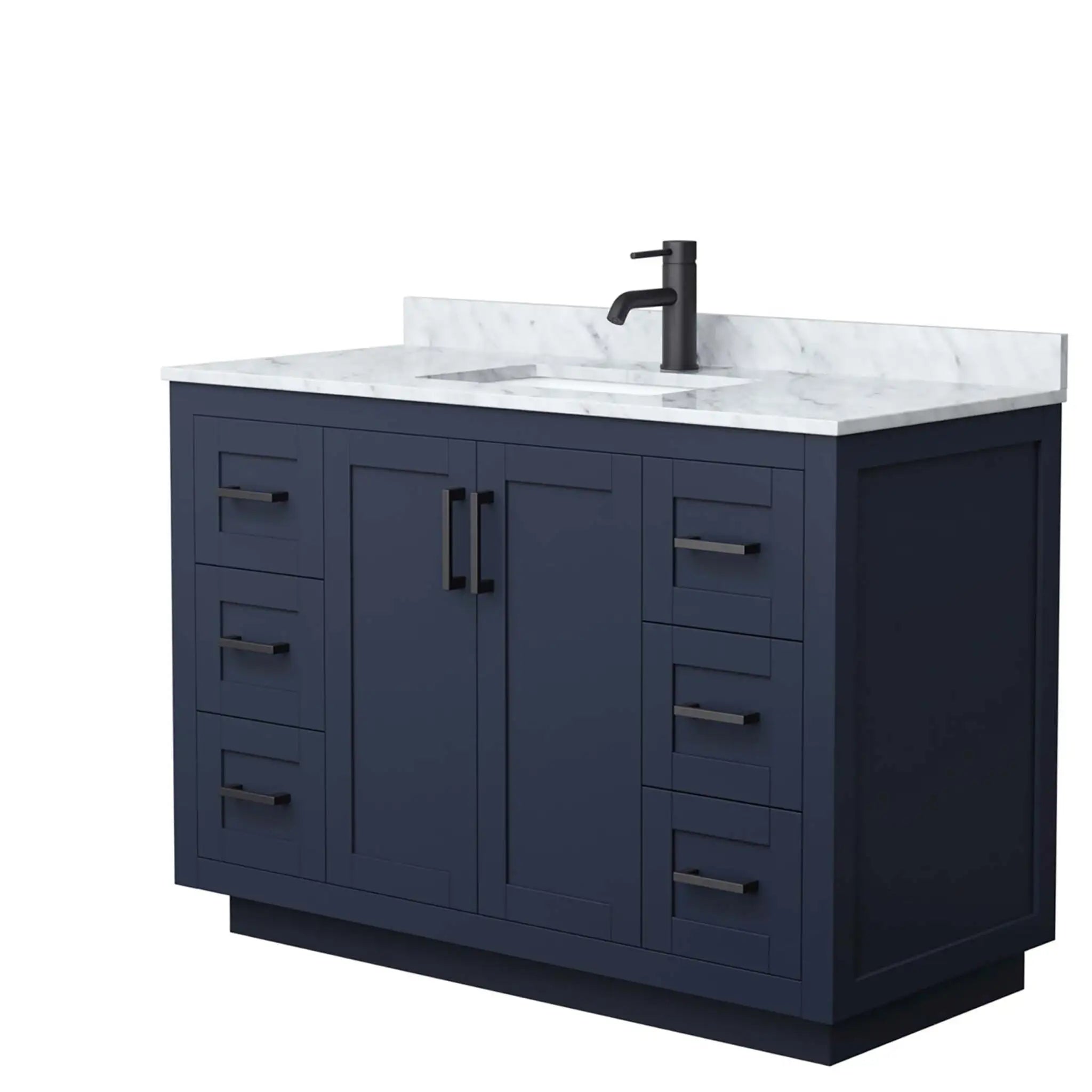 48" Miranda Single Bathroom Vanity in Dark Blue with Matte Black Trim by Wyndham