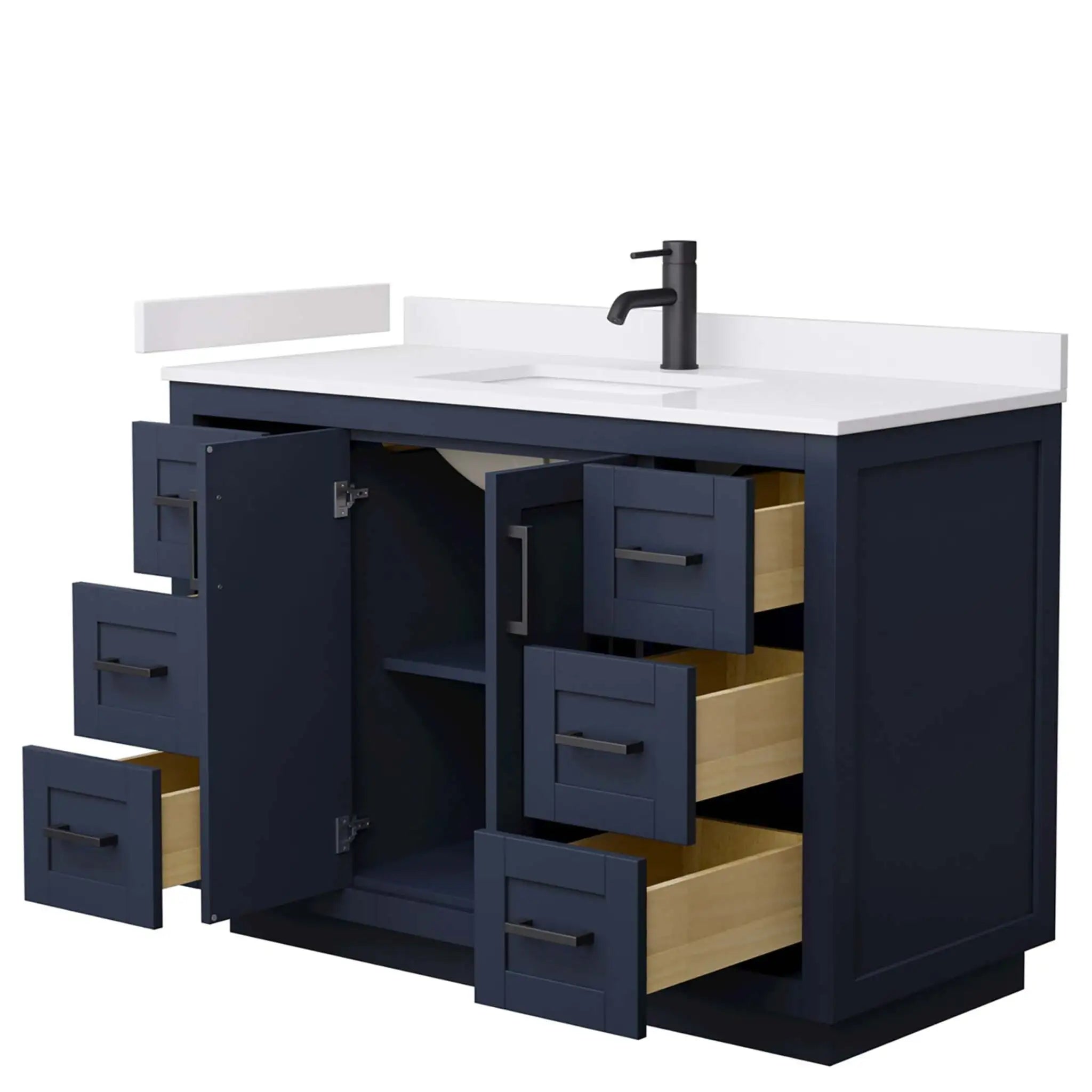 48" Miranda Single Bathroom Vanity in Dark Blue with Matte Black Trim by Wyndham