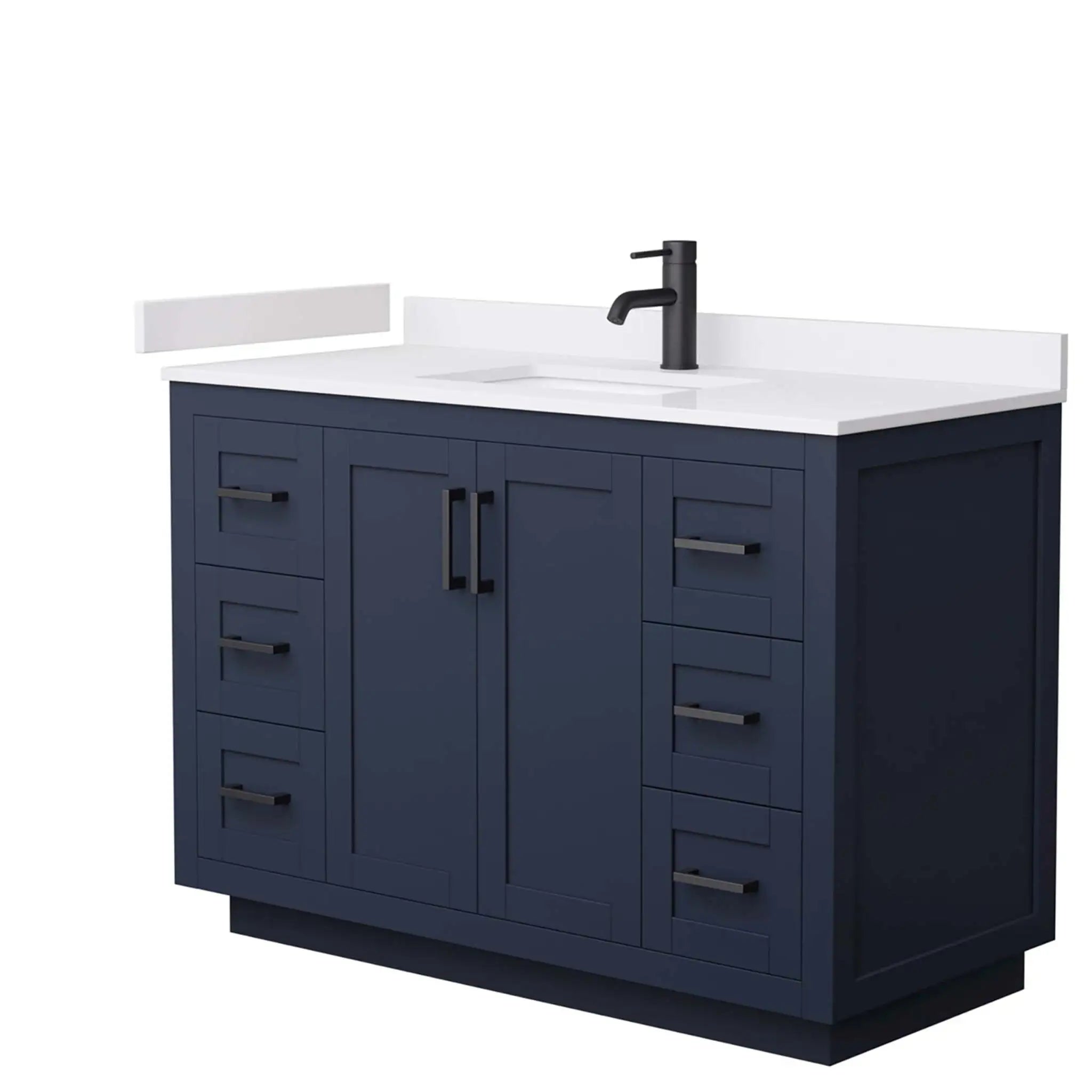 48" Miranda Single Bathroom Vanity in Dark Blue with Matte Black Trim by Wyndham