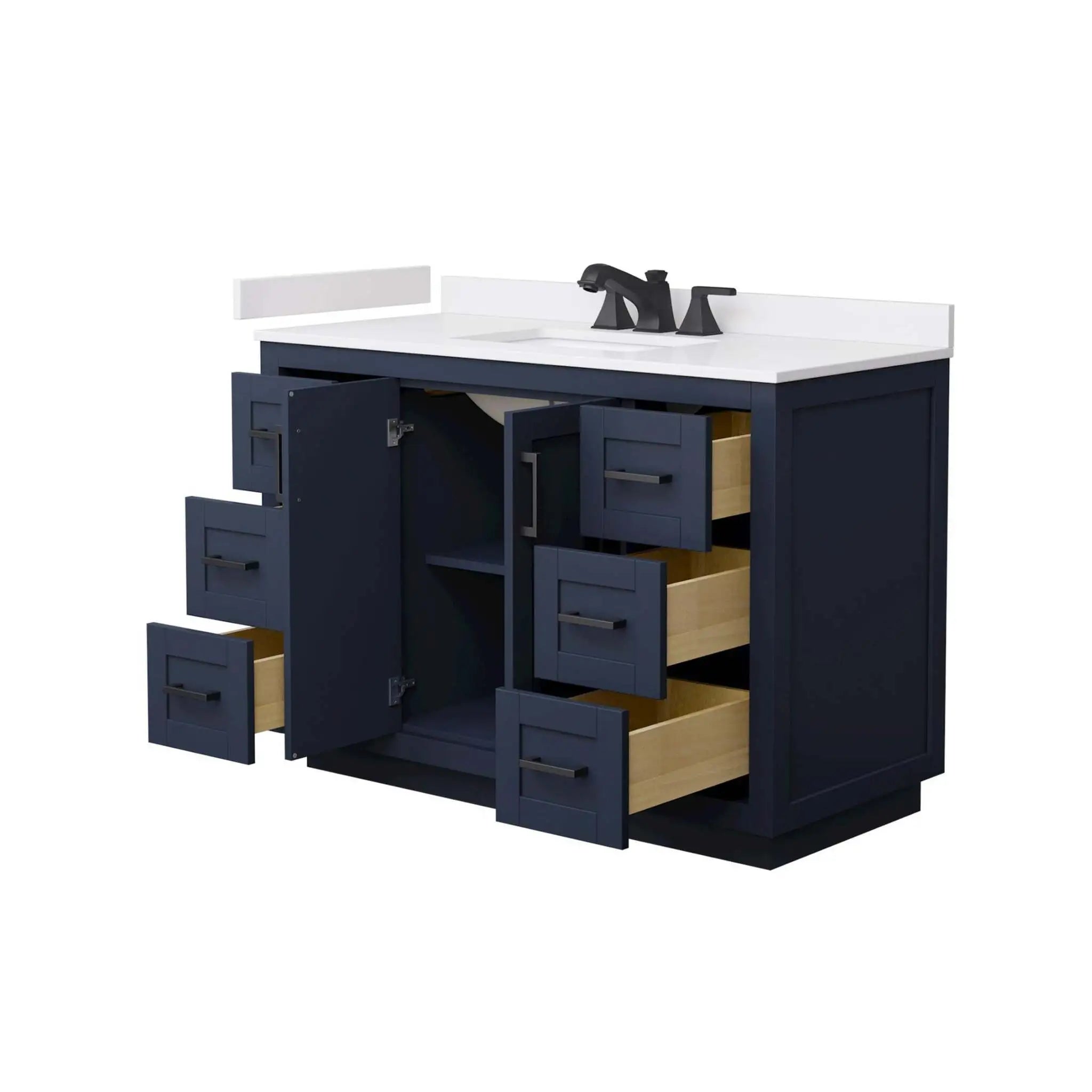 48" Miranda Single Bathroom Vanity in Dark Blue with Matte Black Trim by Wyndham