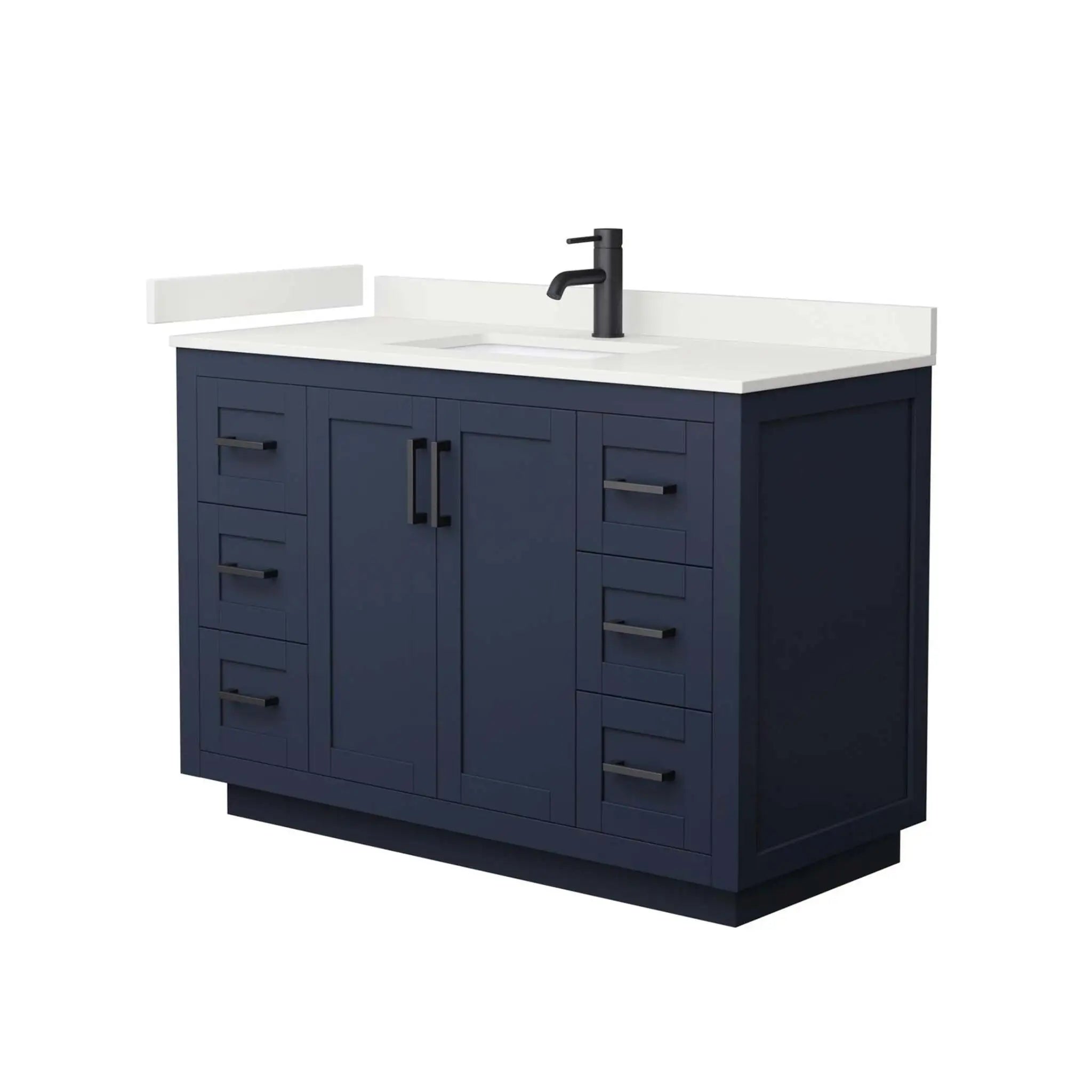 48" Miranda Single Bathroom Vanity in Dark Blue with Matte Black Trim by Wyndham
