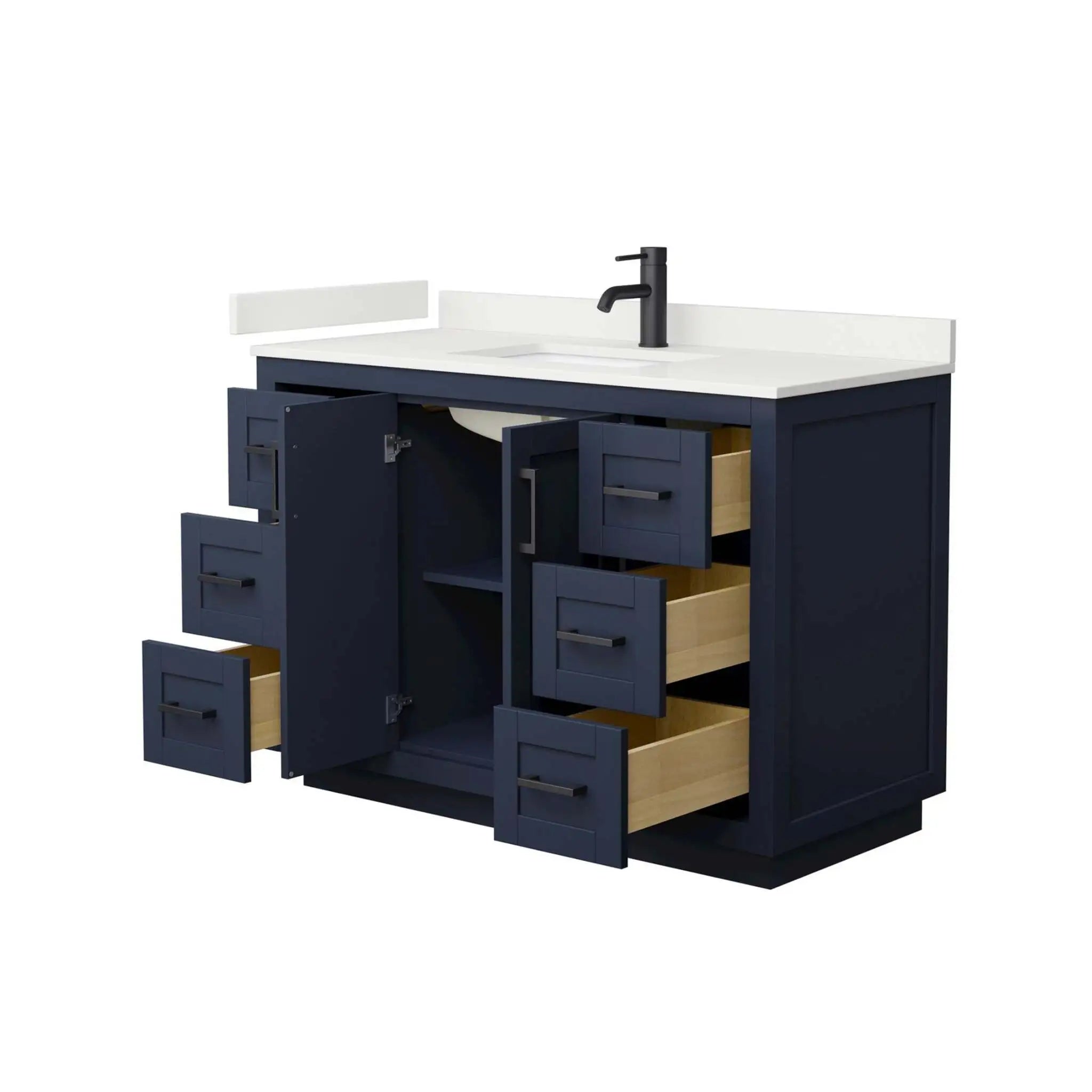 48" Miranda Single Bathroom Vanity in Dark Blue with Matte Black Trim by Wyndham