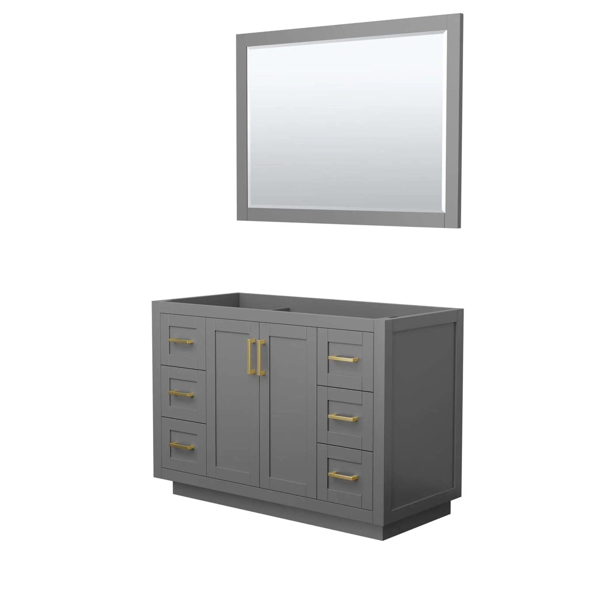 48" Miranda Single Bathroom Vanity in Dark Gray with Brushed Gold Trim & 46" Mirror by Wyndham