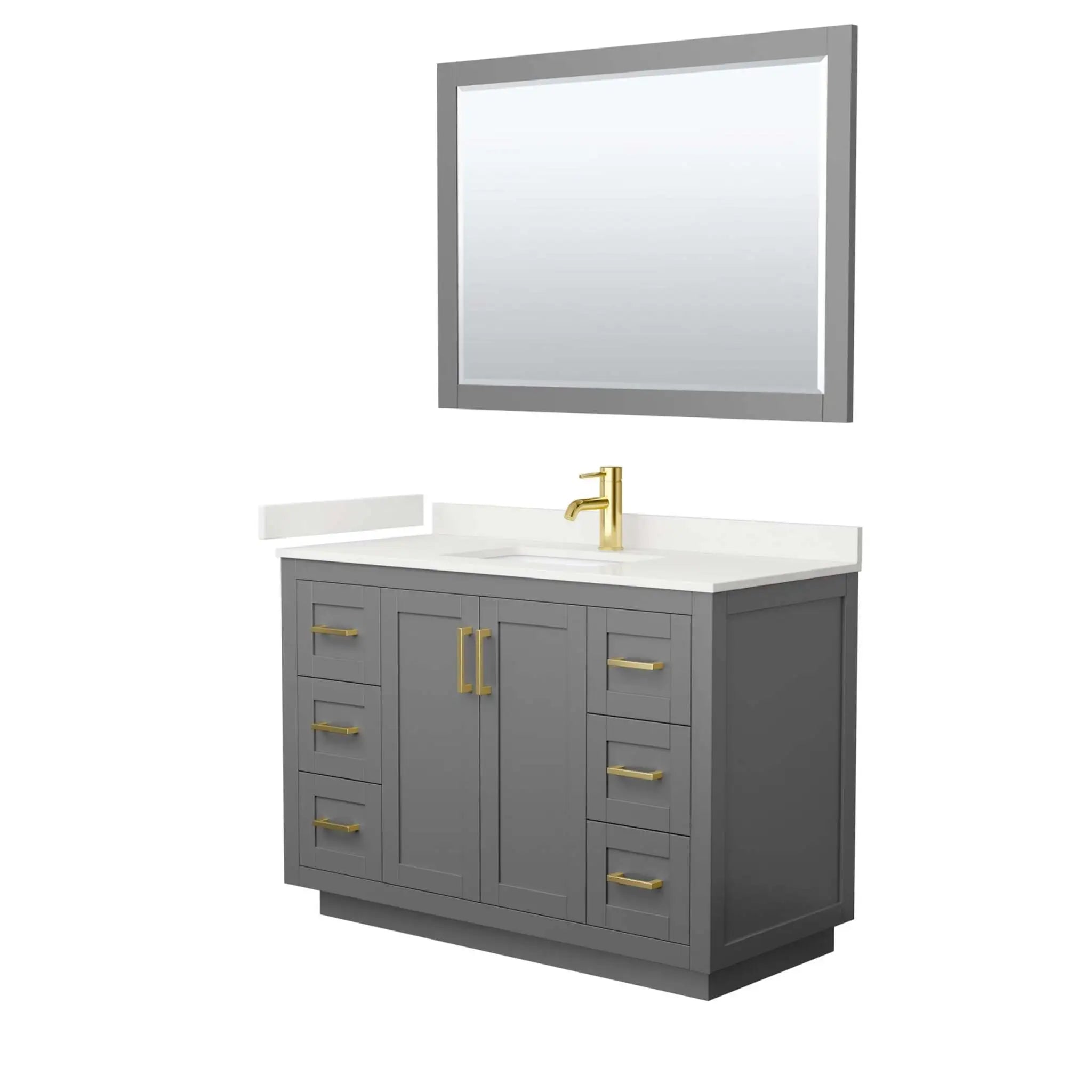 48" Miranda Single Bathroom Vanity in Dark Gray with Brushed Gold Trim & 46" Mirror by Wyndham