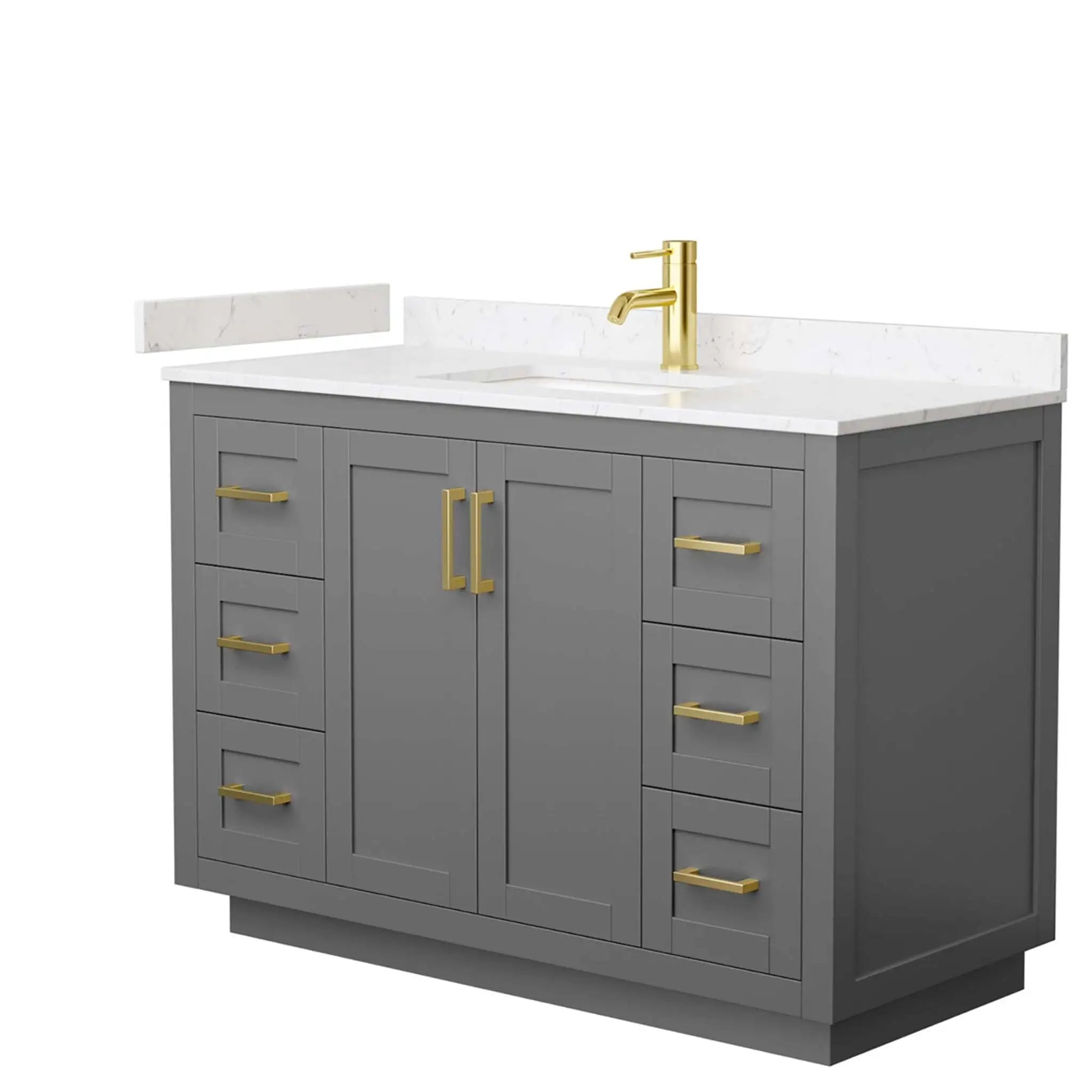 48" Miranda Single Bathroom Vanity in Dark Gray with Brushed Gold Trim by Wyndham