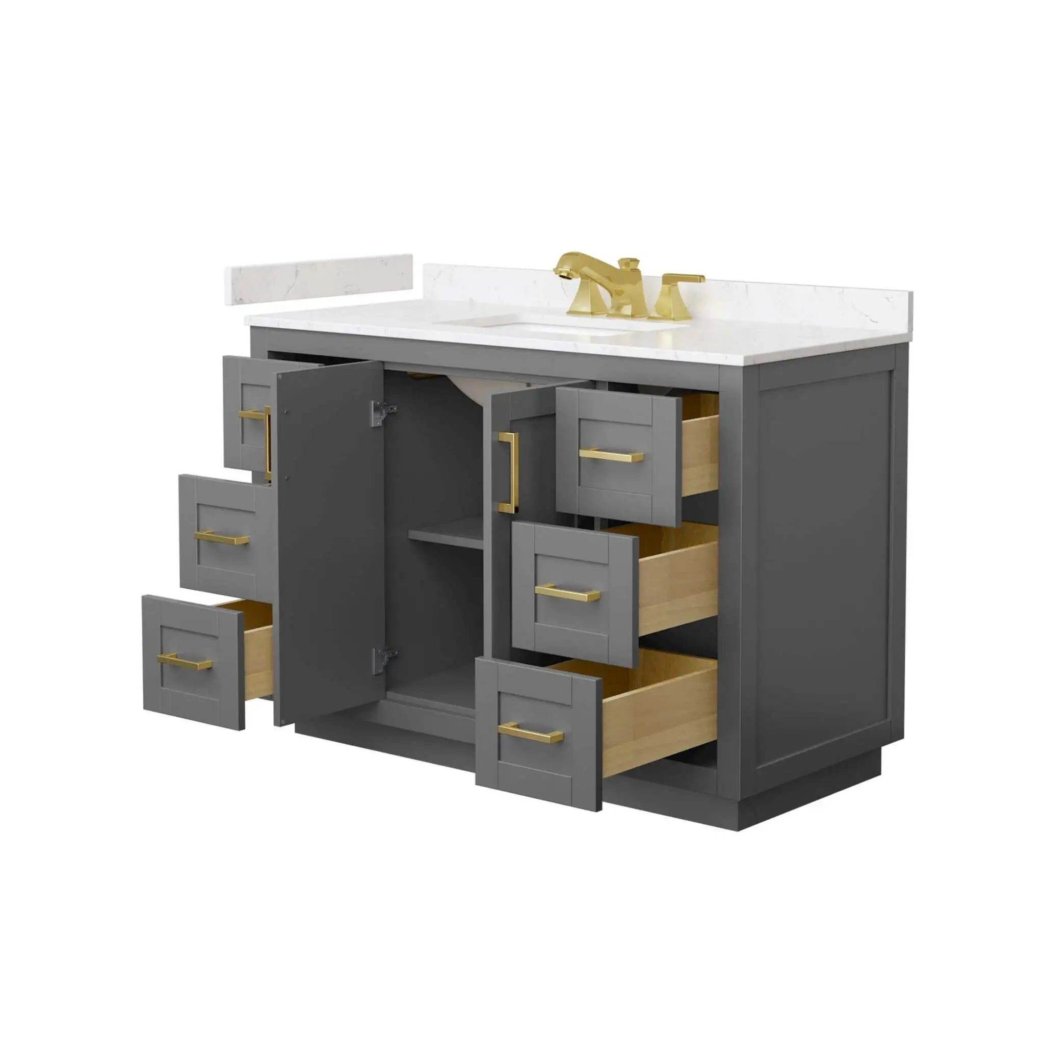 48" Miranda Single Bathroom Vanity in Dark Gray with Brushed Gold Trim by Wyndham