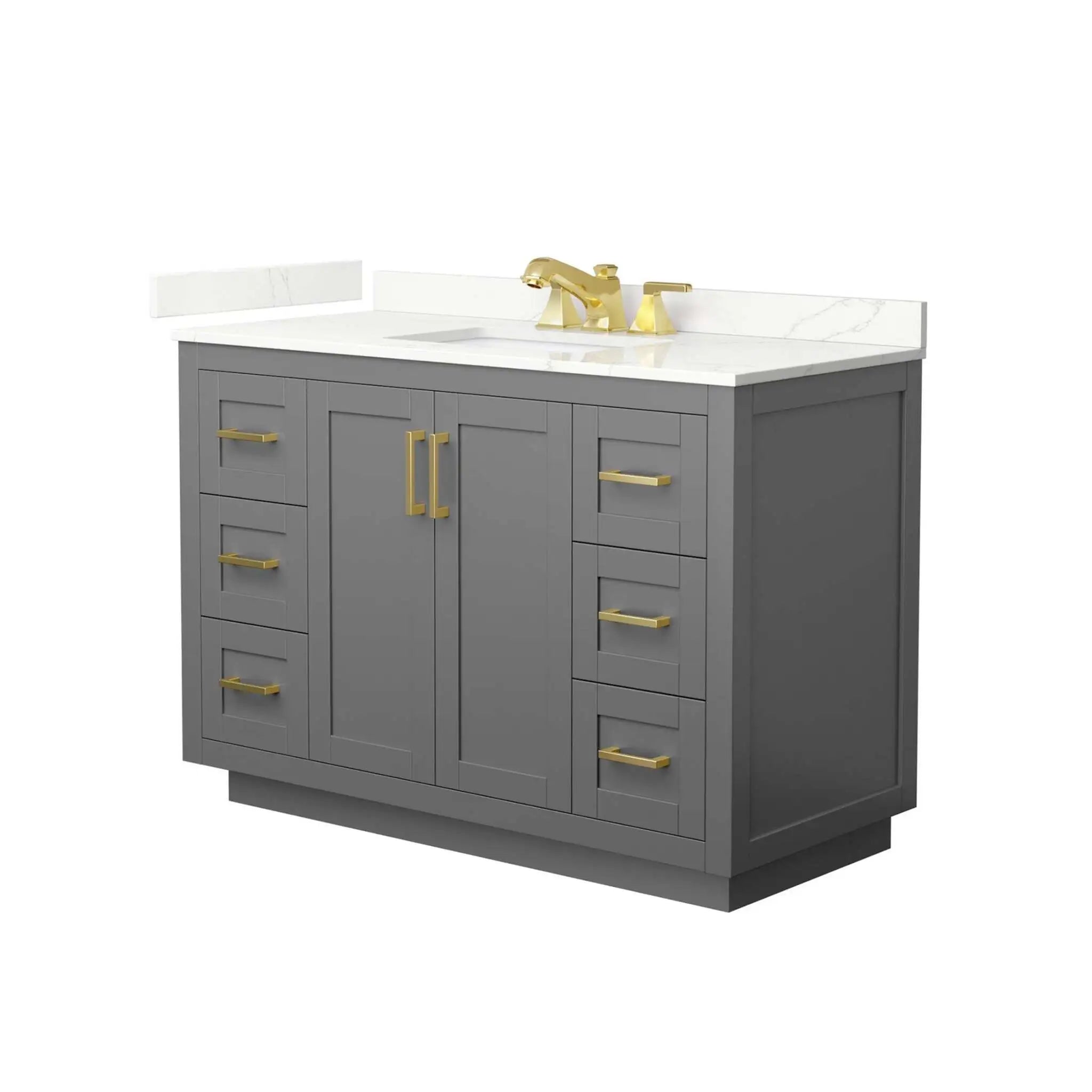 48" Miranda Single Bathroom Vanity in Dark Gray with Brushed Gold Trim by Wyndham