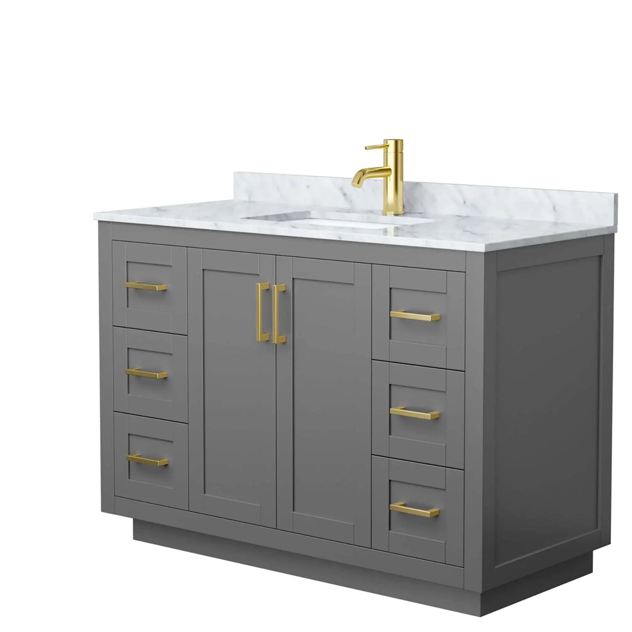 48" Miranda Single Bathroom Vanity in Dark Gray with Brushed Gold Trim by Wyndham