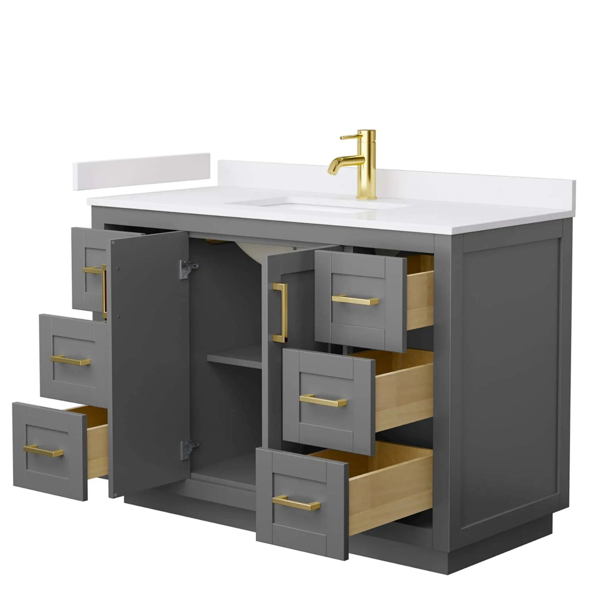 48" Miranda Single Bathroom Vanity in Dark Gray with Brushed Gold Trim by Wyndham