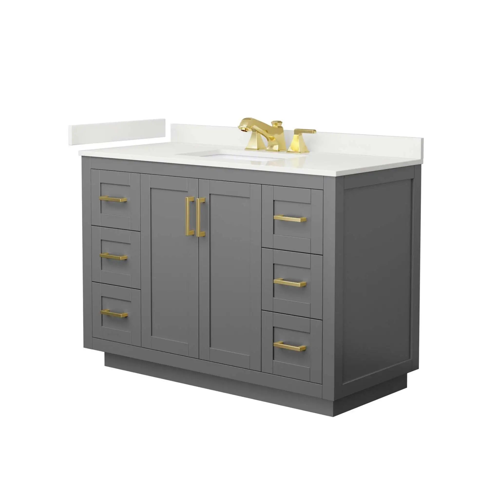 48" Miranda Single Bathroom Vanity in Dark Gray with Brushed Gold Trim by Wyndham