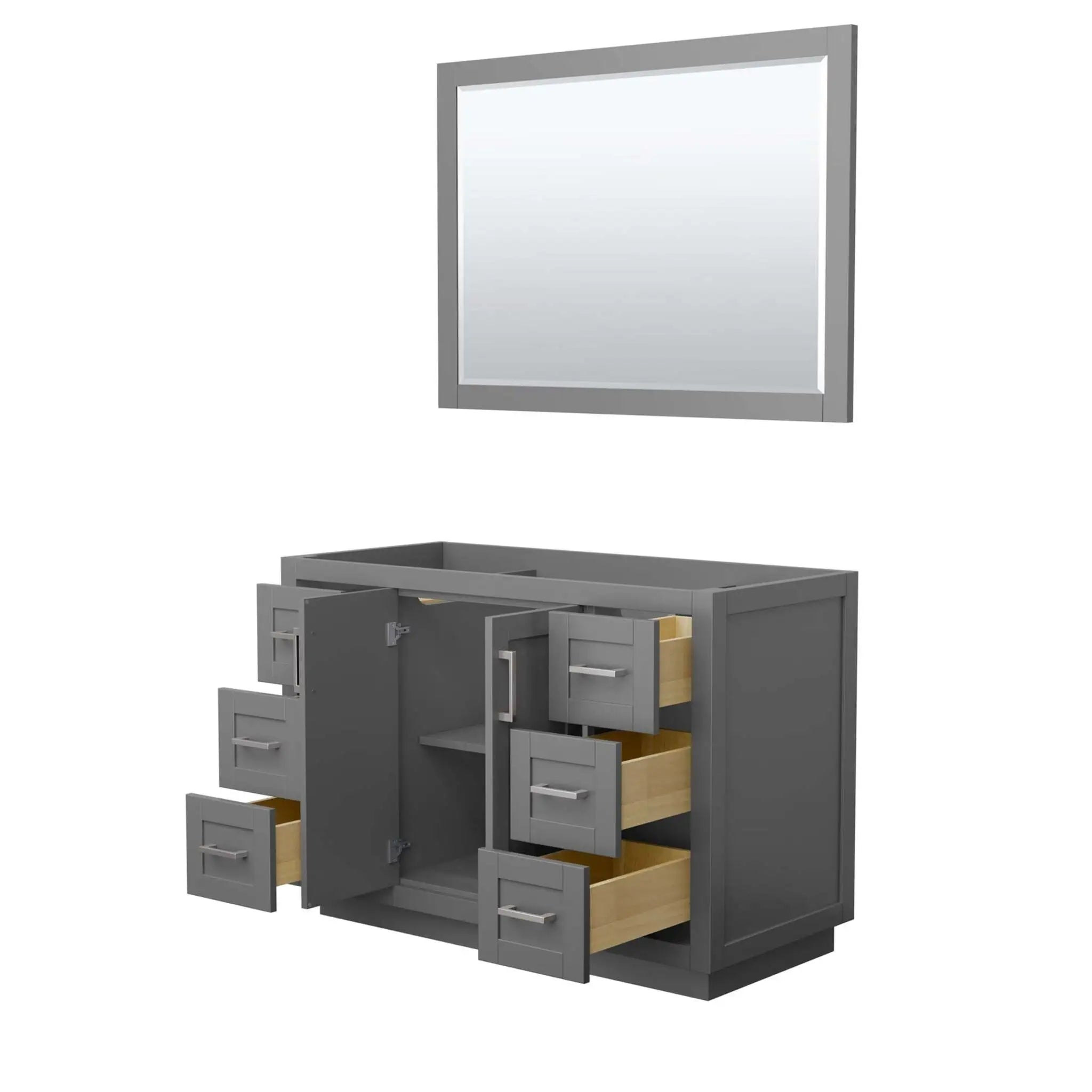 48" Miranda Single Bathroom Vanity in Dark Gray with Brushed Nickel Trim & 46" Mirror by Wyndham