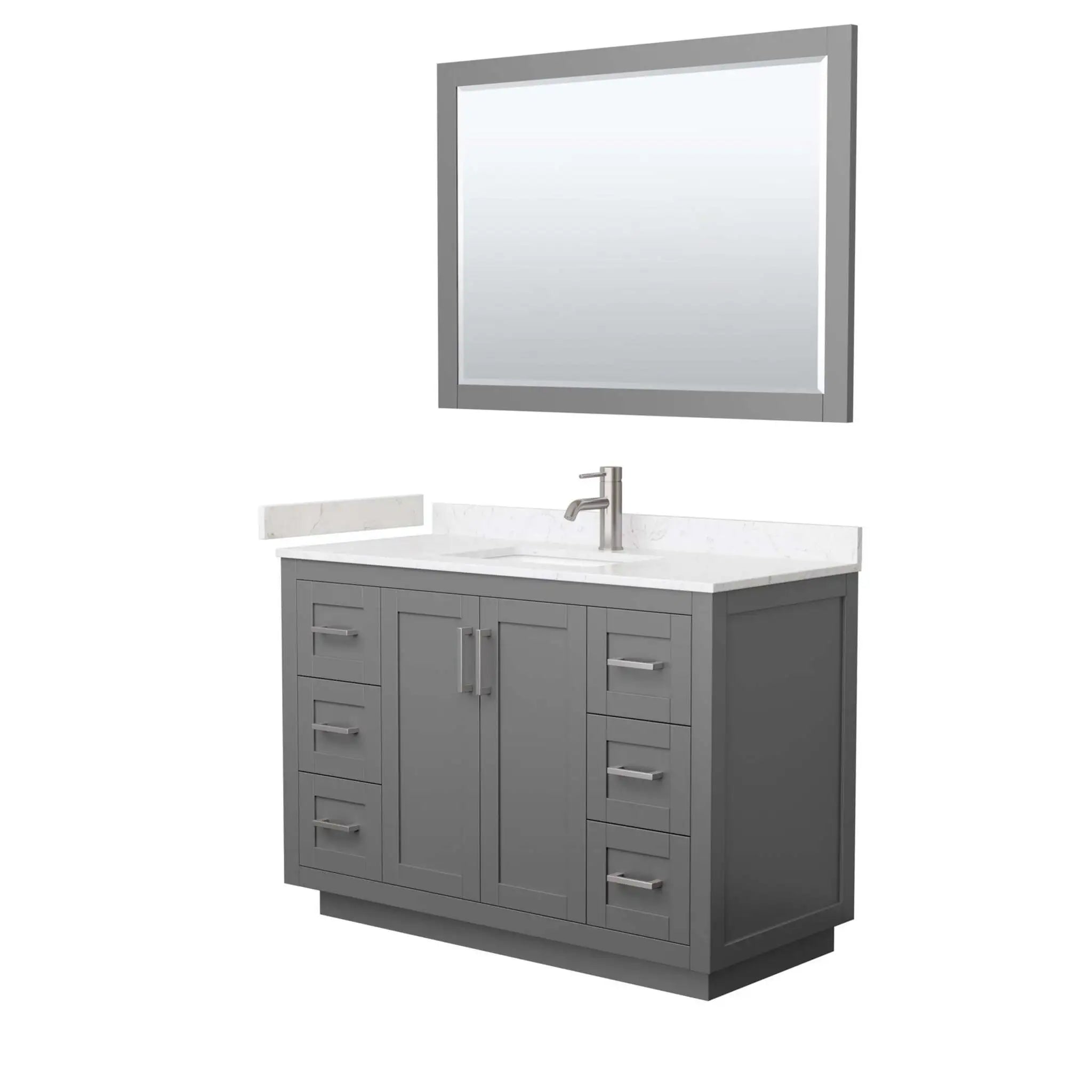 48" Miranda Single Bathroom Vanity in Dark Gray with Brushed Nickel Trim & 46" Mirror by Wyndham