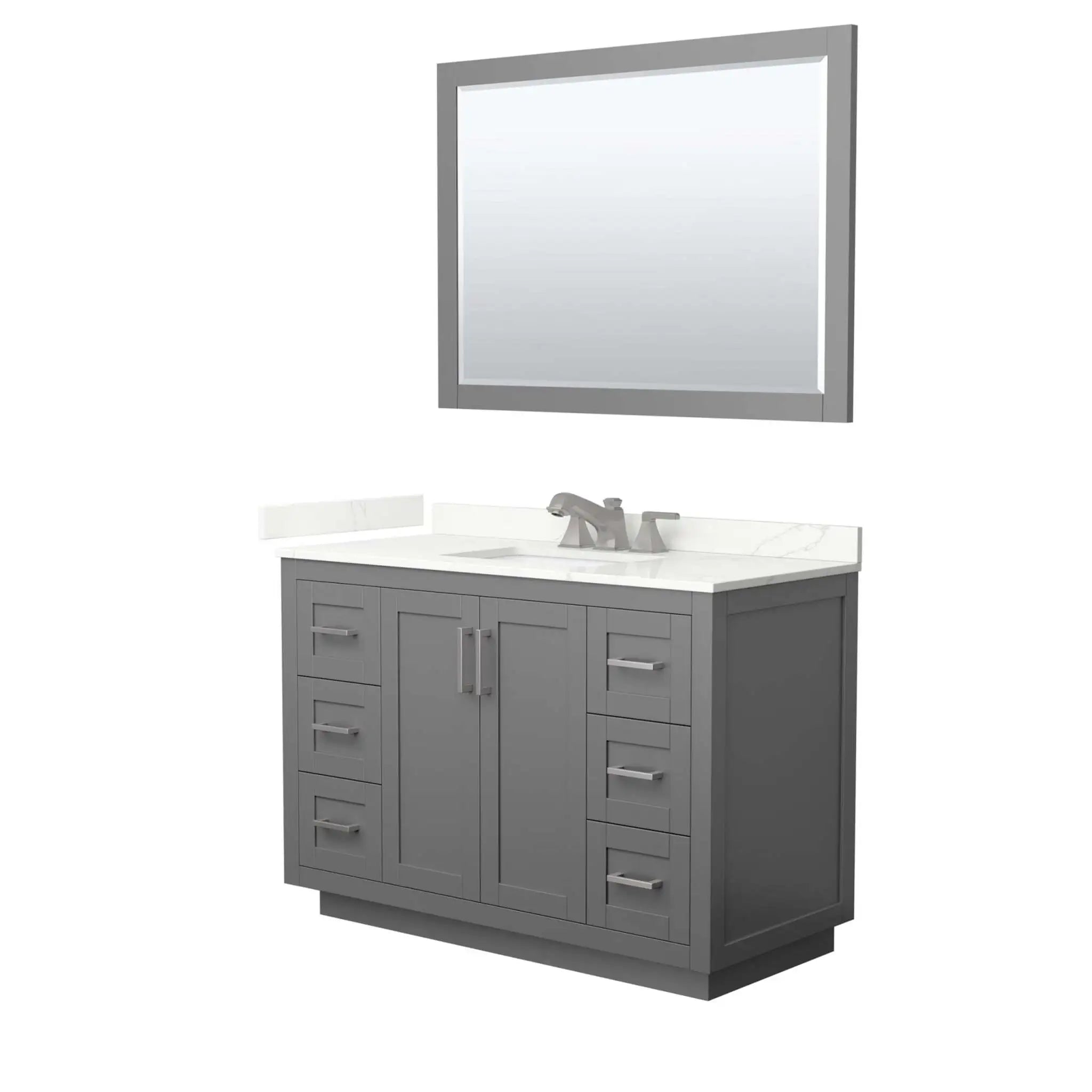 48" Miranda Single Bathroom Vanity in Dark Gray with Brushed Nickel Trim & 46" Mirror by Wyndham