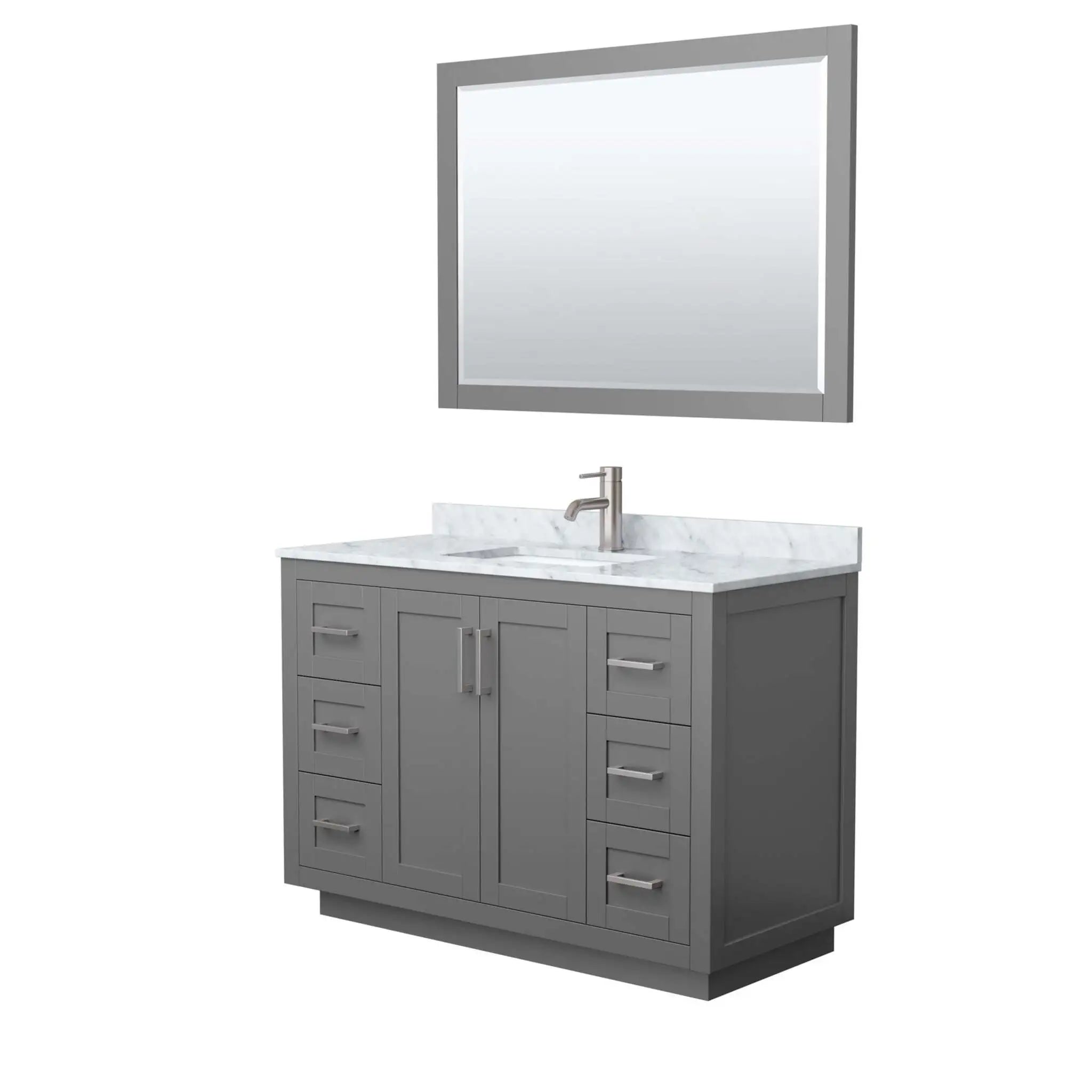48" Miranda Single Bathroom Vanity in Dark Gray with Brushed Nickel Trim & 46" Mirror by Wyndham
