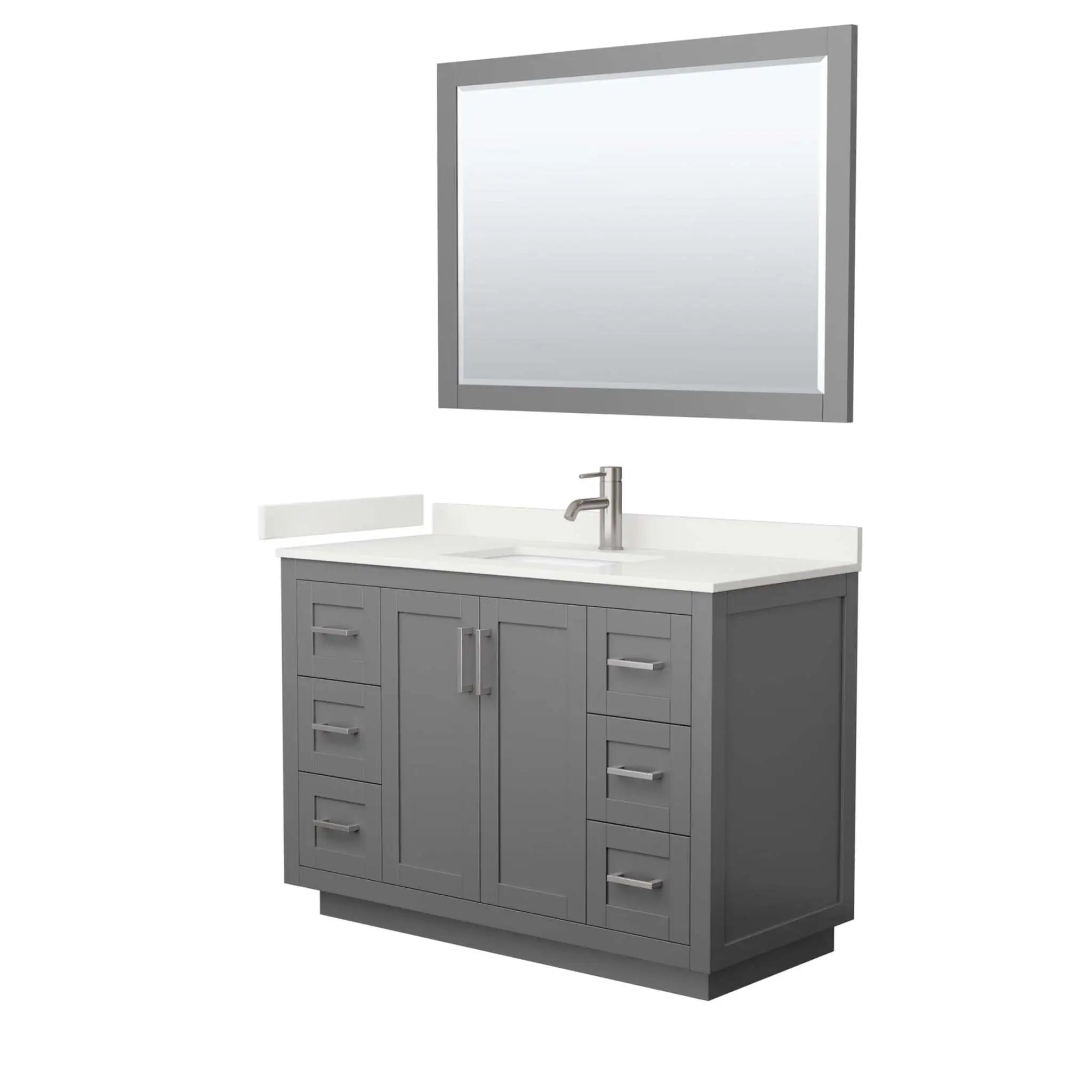 48" Miranda Single Bathroom Vanity in Dark Gray with Brushed Nickel Trim & 46" Mirror by Wyndham