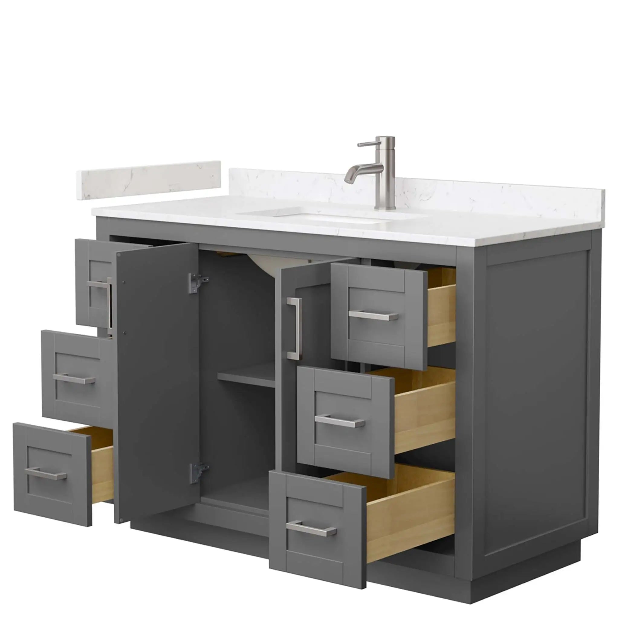48" Miranda Single Bathroom Vanity in Dark Gray with Brushed Nickel Trim by Wyndham