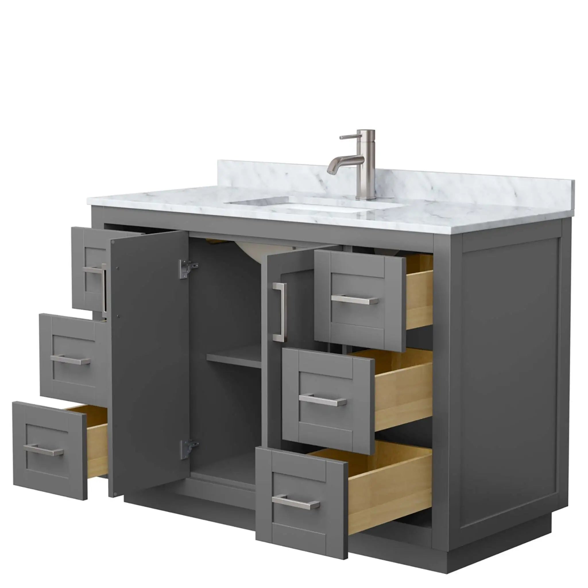 48" Miranda Single Bathroom Vanity in Dark Gray with Brushed Nickel Trim by Wyndham