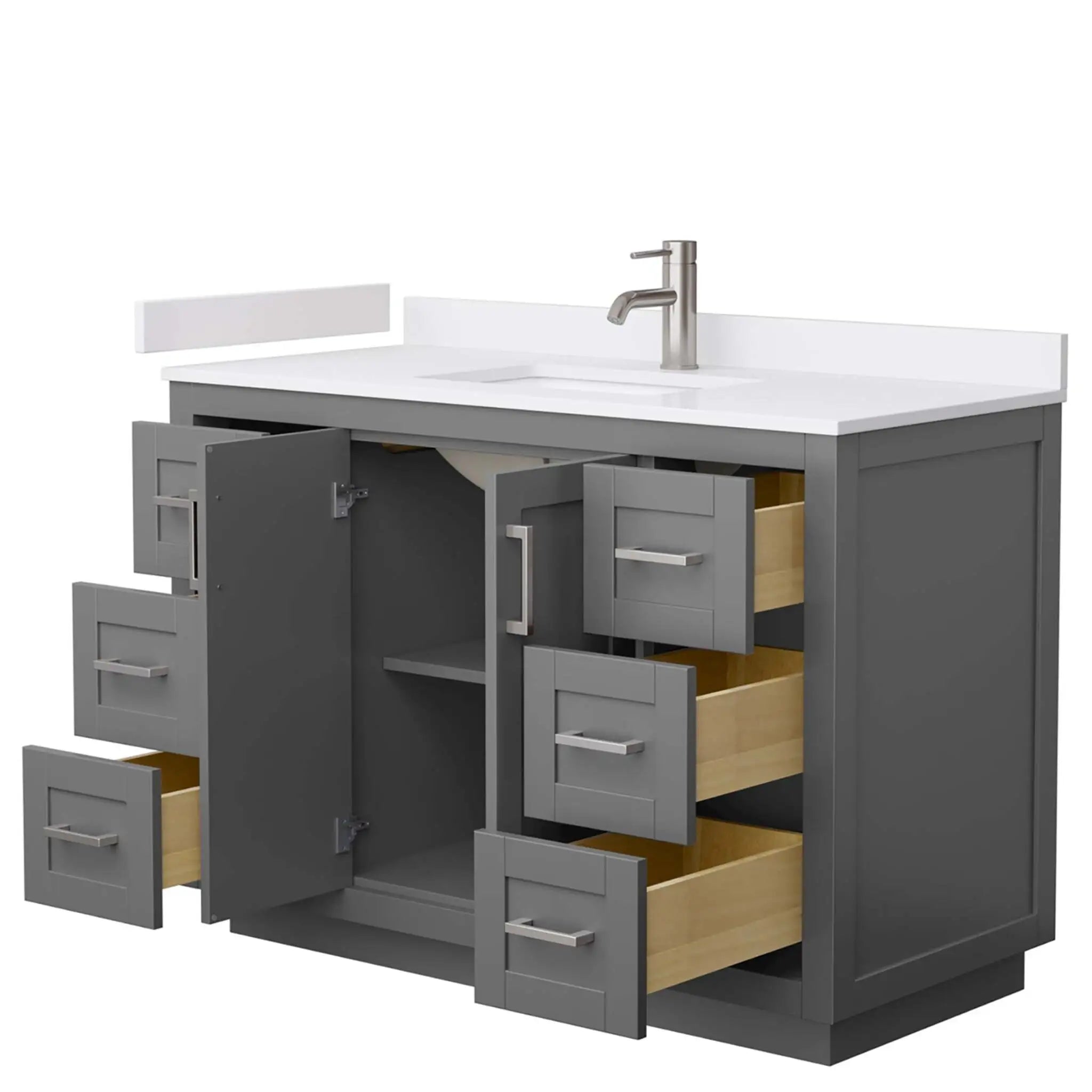 48" Miranda Single Bathroom Vanity in Dark Gray with Brushed Nickel Trim by Wyndham