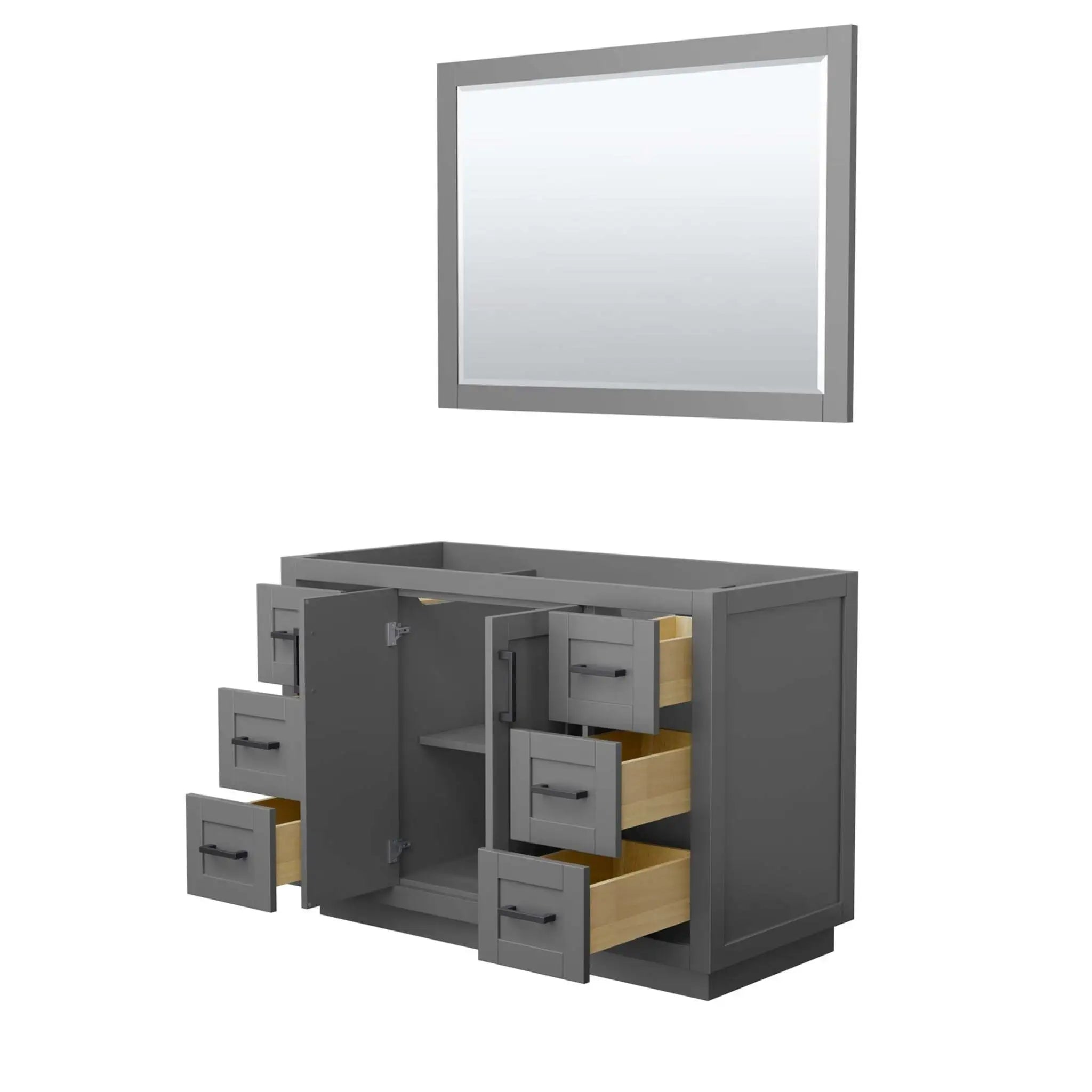 48" Miranda Single Bathroom Vanity in Dark Gray with Matte Black Trim & 46" Mirror by Wyndham