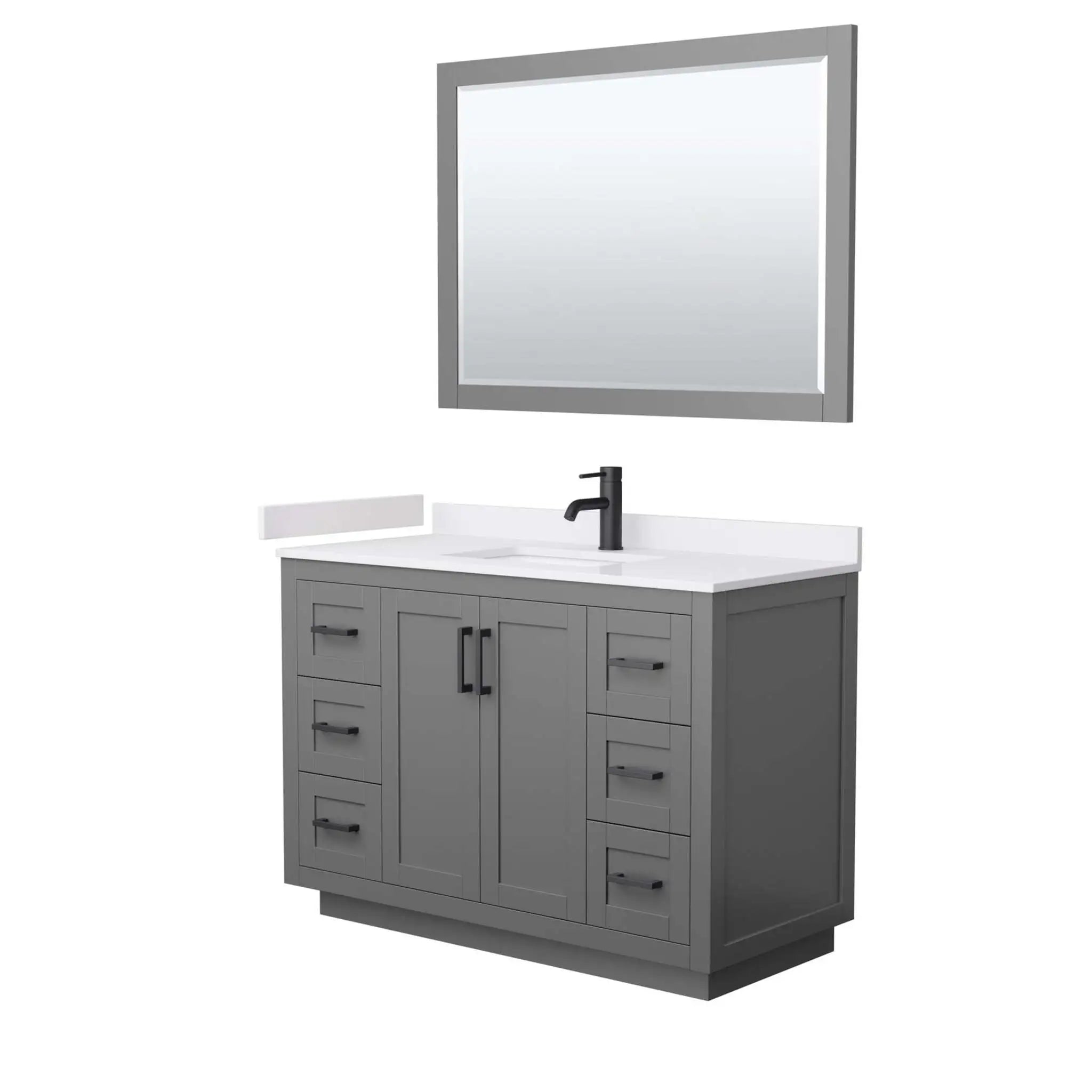 48" Miranda Single Bathroom Vanity in Dark Gray with Matte Black Trim & 46" Mirror by Wyndham
