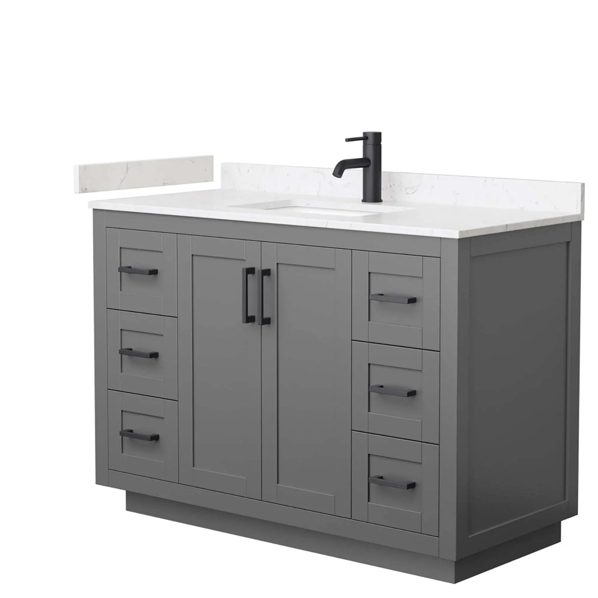 48" Miranda Single Bathroom Vanity in Dark Gray with Matte Black Trim by Wyndham