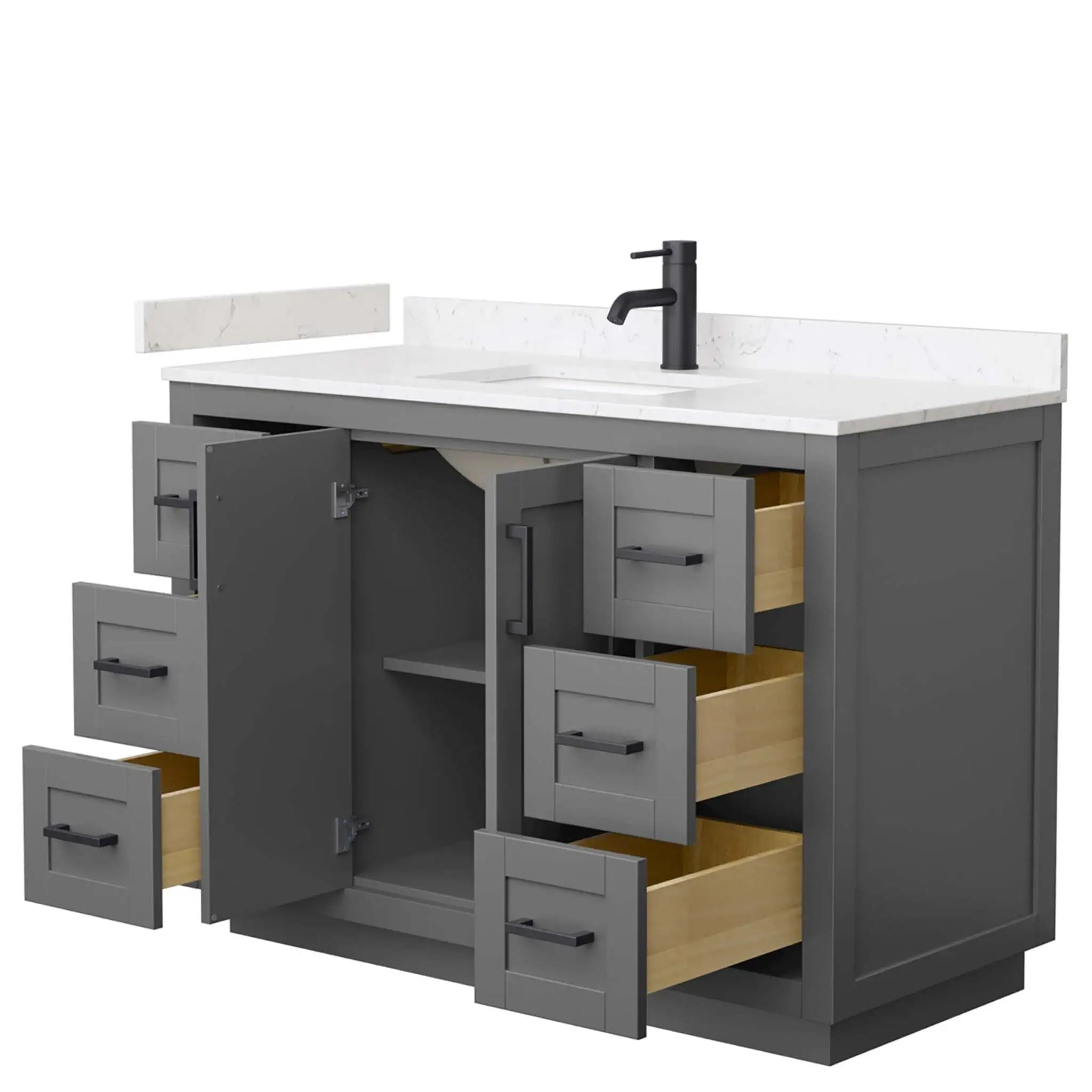 48" Miranda Single Bathroom Vanity in Dark Gray with Matte Black Trim by Wyndham