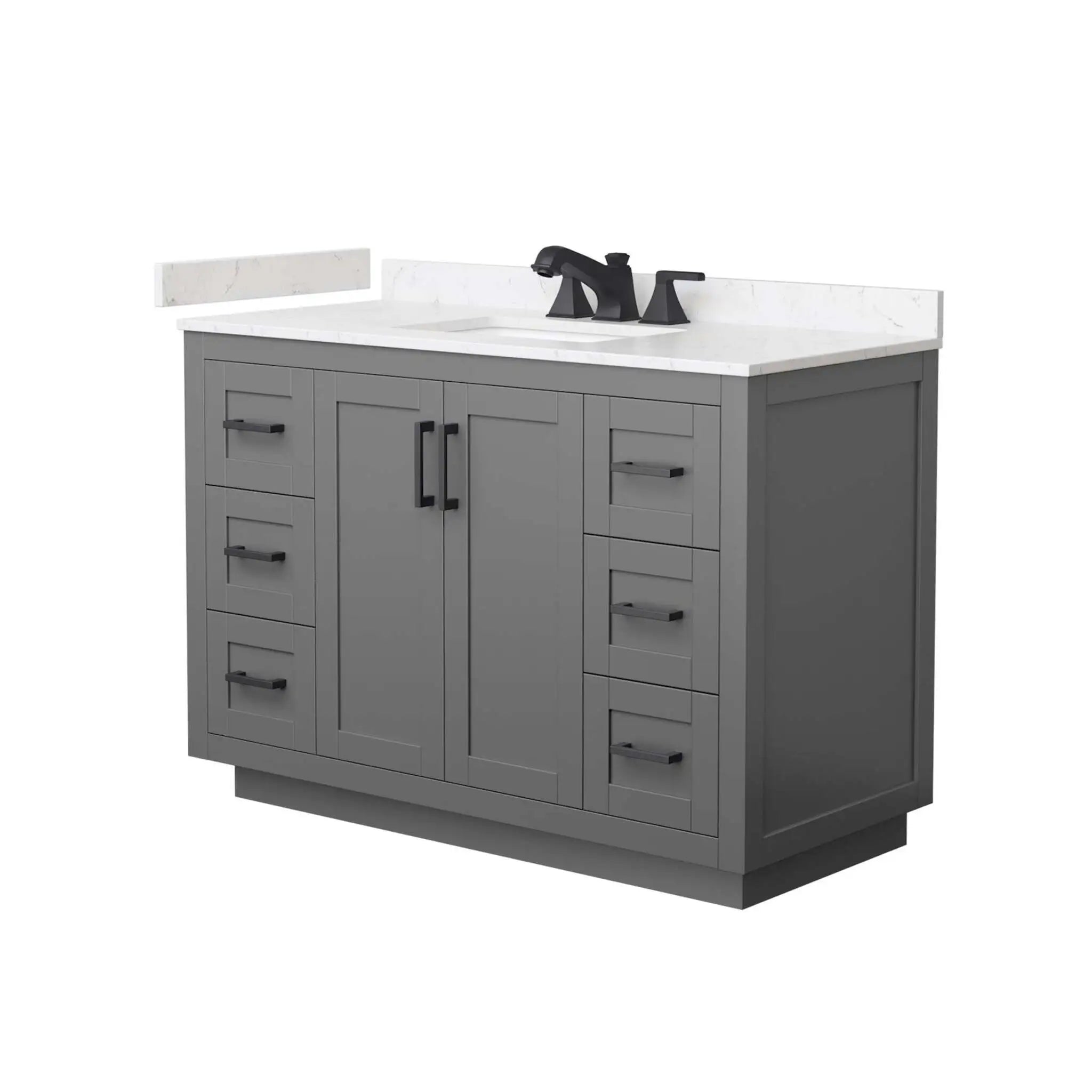 48" Miranda Single Bathroom Vanity in Dark Gray with Matte Black Trim by Wyndham