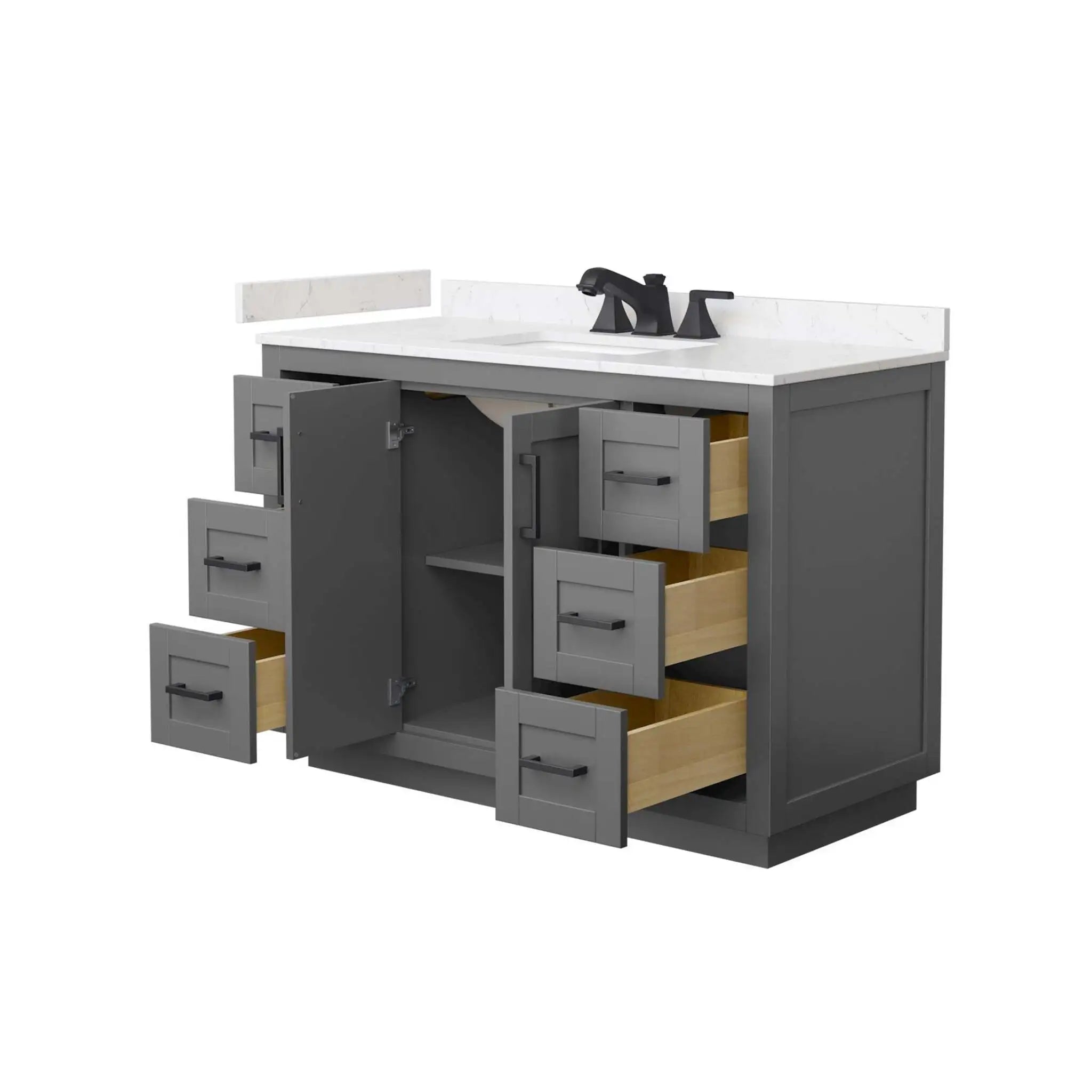 48" Miranda Single Bathroom Vanity in Dark Gray with Matte Black Trim by Wyndham