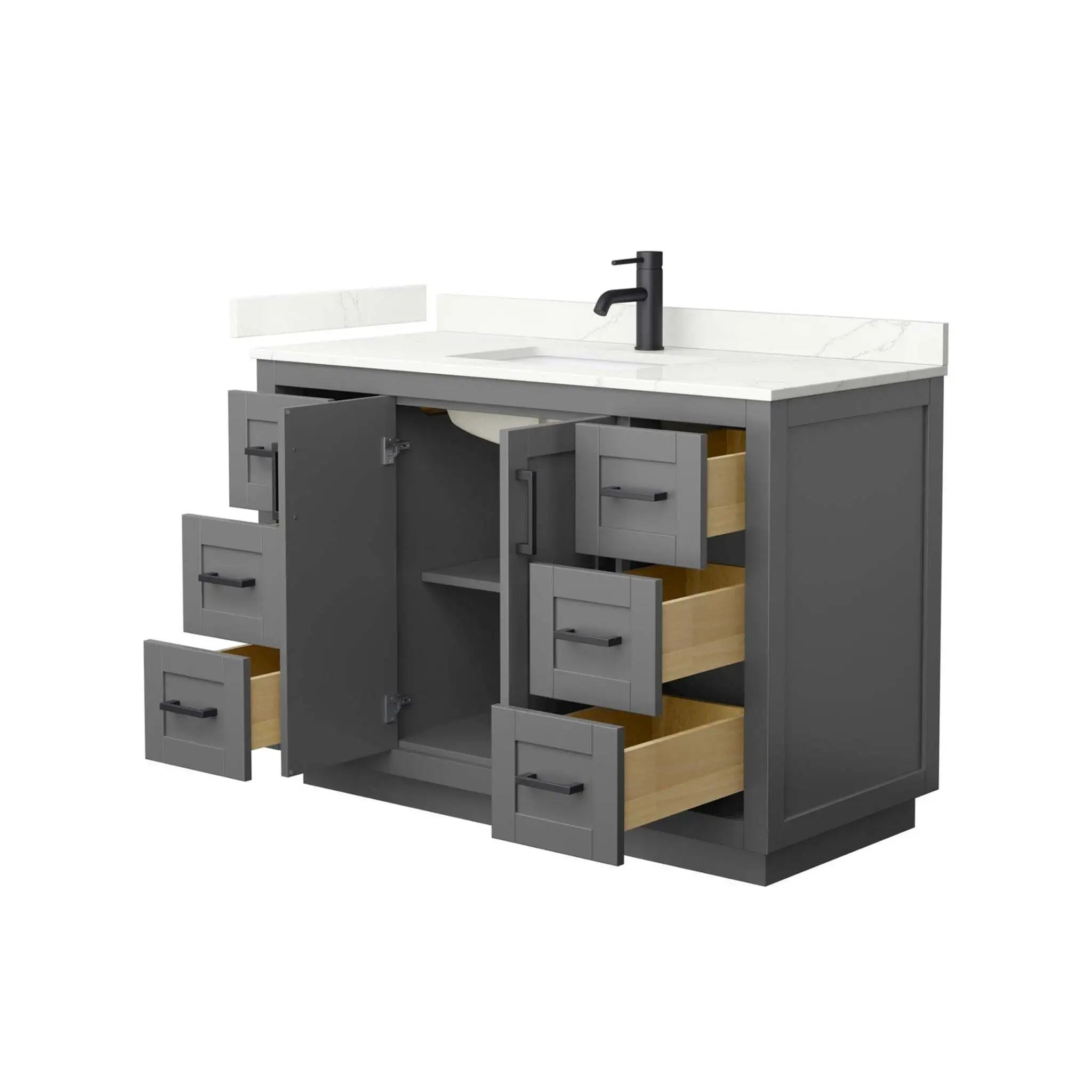 48" Miranda Single Bathroom Vanity in Dark Gray with Matte Black Trim by Wyndham