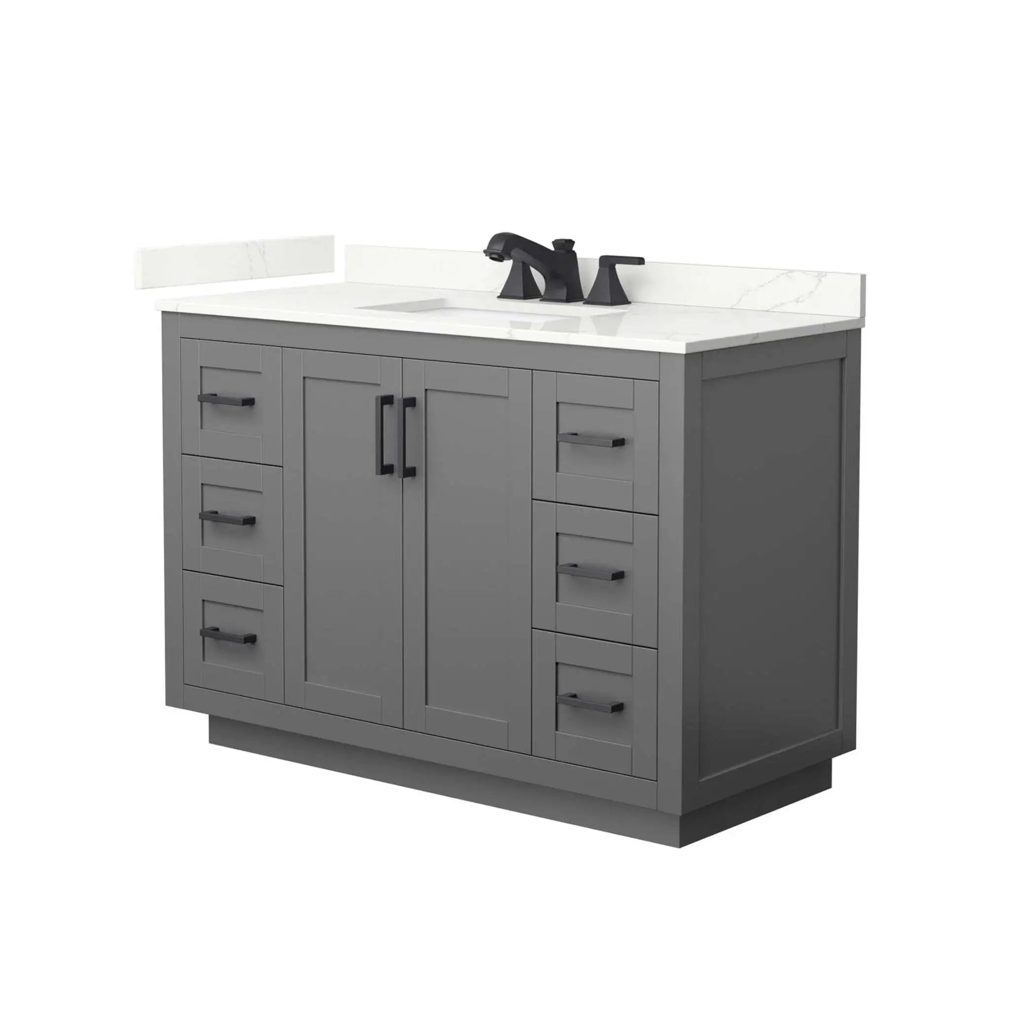 48" Miranda Single Bathroom Vanity in Dark Gray with Matte Black Trim by Wyndham