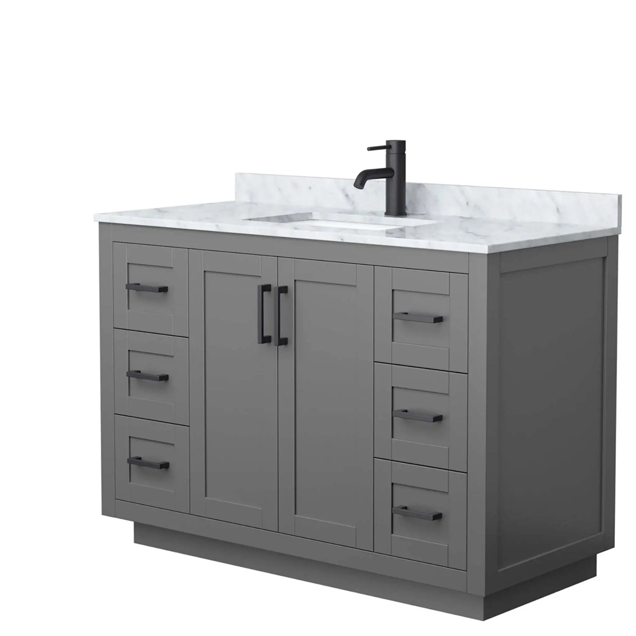48" Miranda Single Bathroom Vanity in Dark Gray with Matte Black Trim by Wyndham