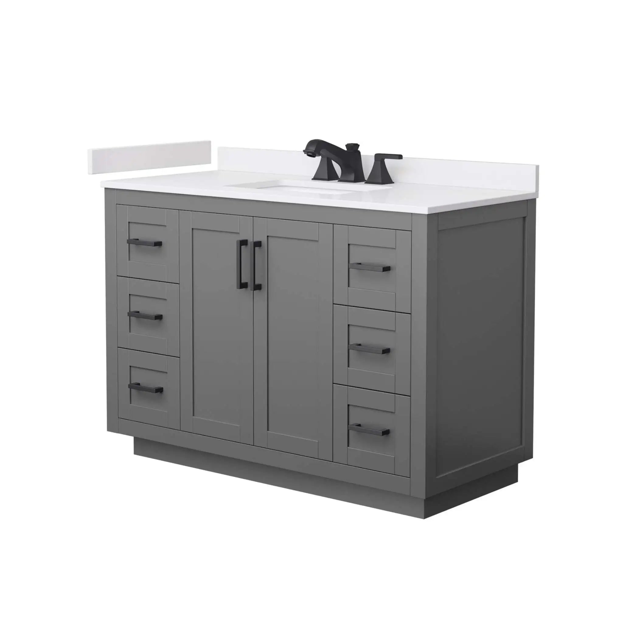 48" Miranda Single Bathroom Vanity in Dark Gray with Matte Black Trim by Wyndham