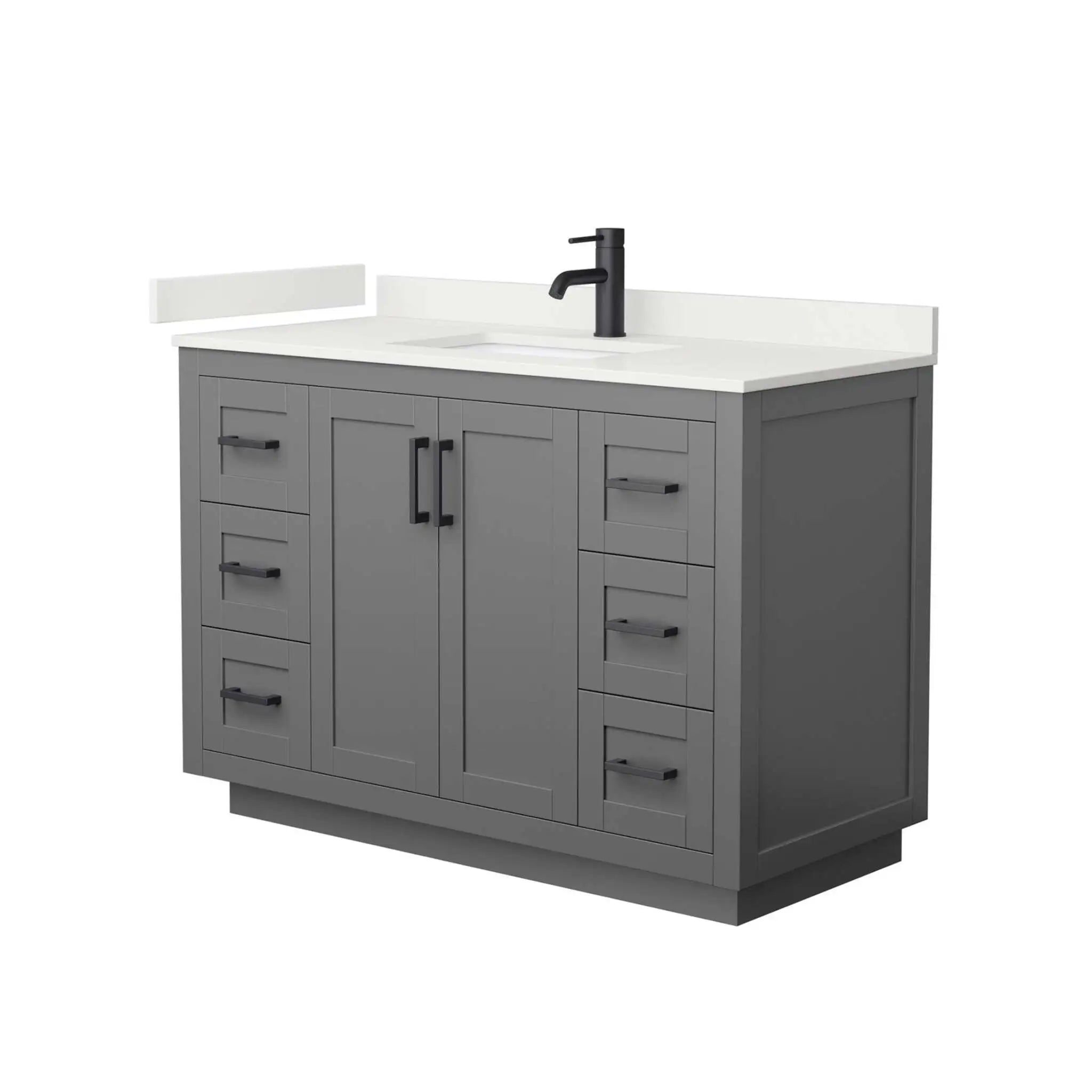 48" Miranda Single Bathroom Vanity in Dark Gray with Matte Black Trim by Wyndham