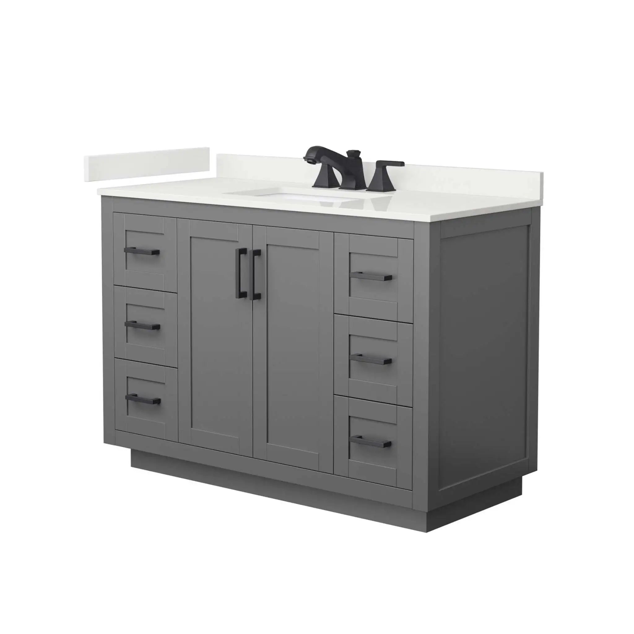 48" Miranda Single Bathroom Vanity in Dark Gray with Matte Black Trim by Wyndham