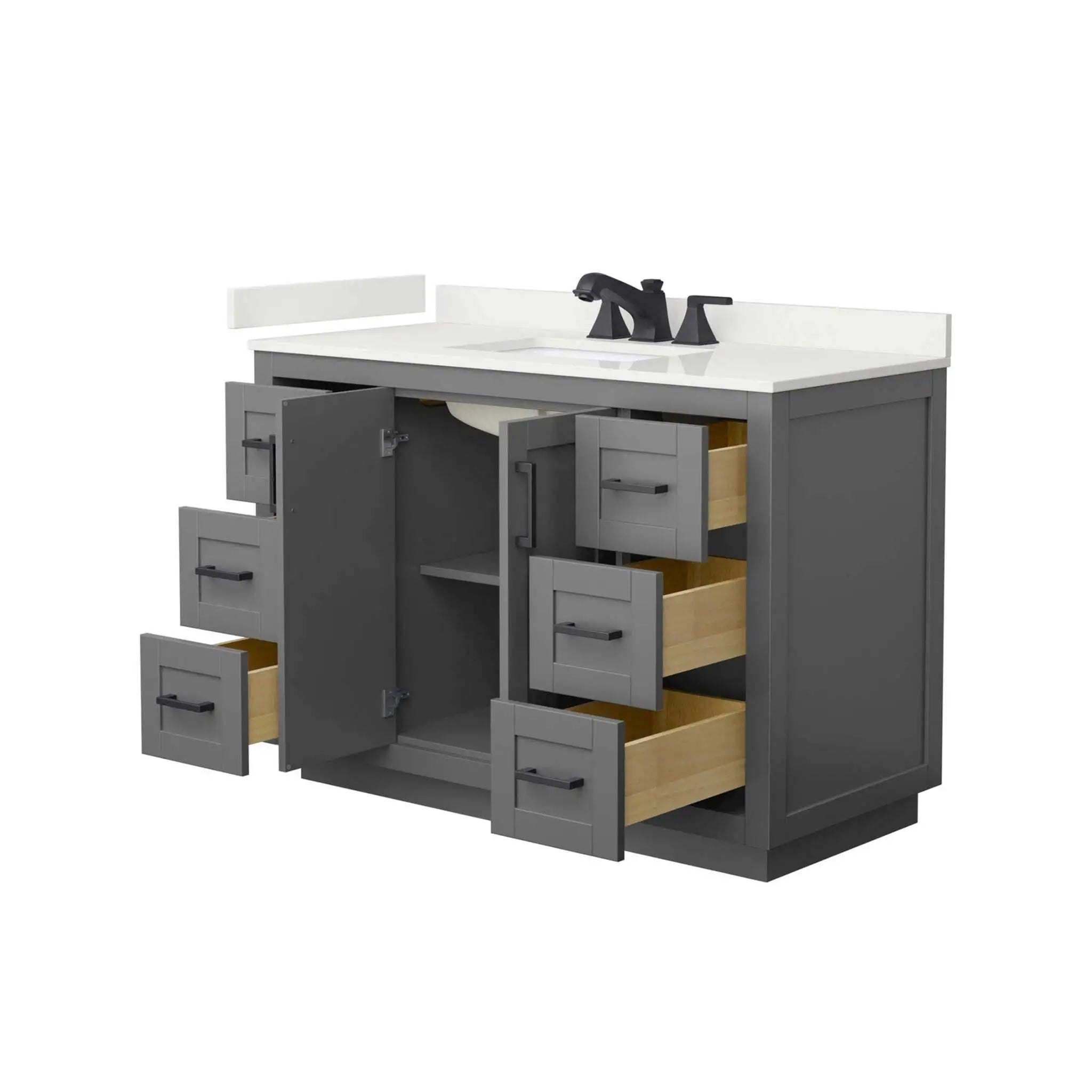 48" Miranda Single Bathroom Vanity in Dark Gray with Matte Black Trim by Wyndham