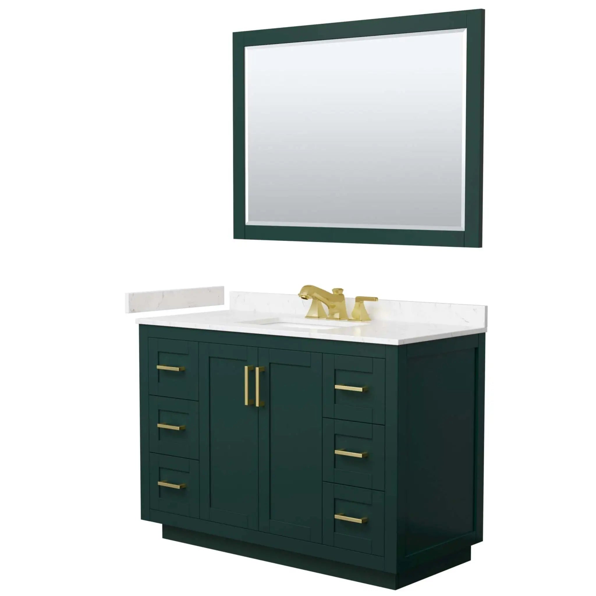 48" Miranda Single Bathroom Vanity in Green with Brushed Gold Trim & 46" Mirror by Wyndham