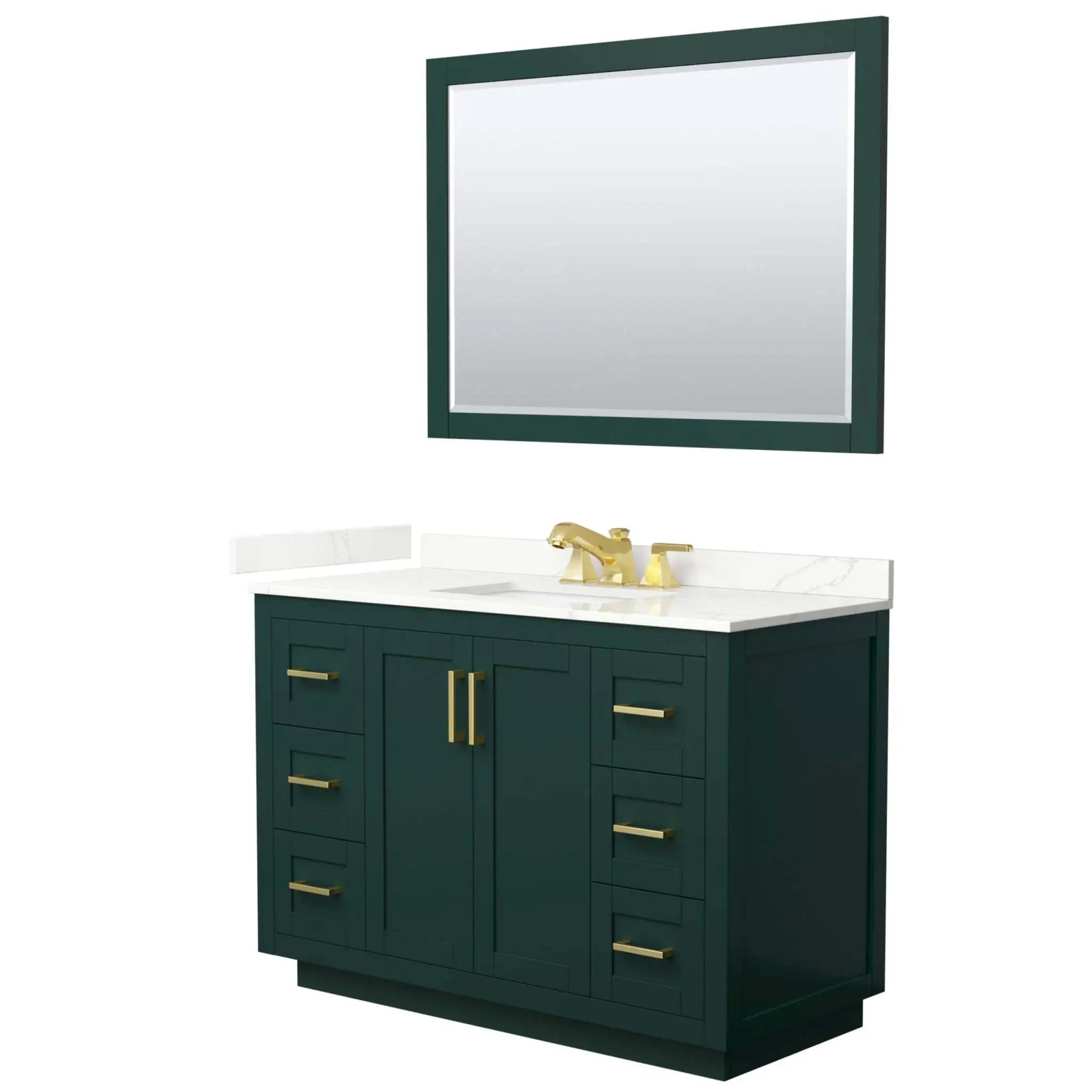 48" Miranda Single Bathroom Vanity in Green with Brushed Gold Trim & 46" Mirror by Wyndham