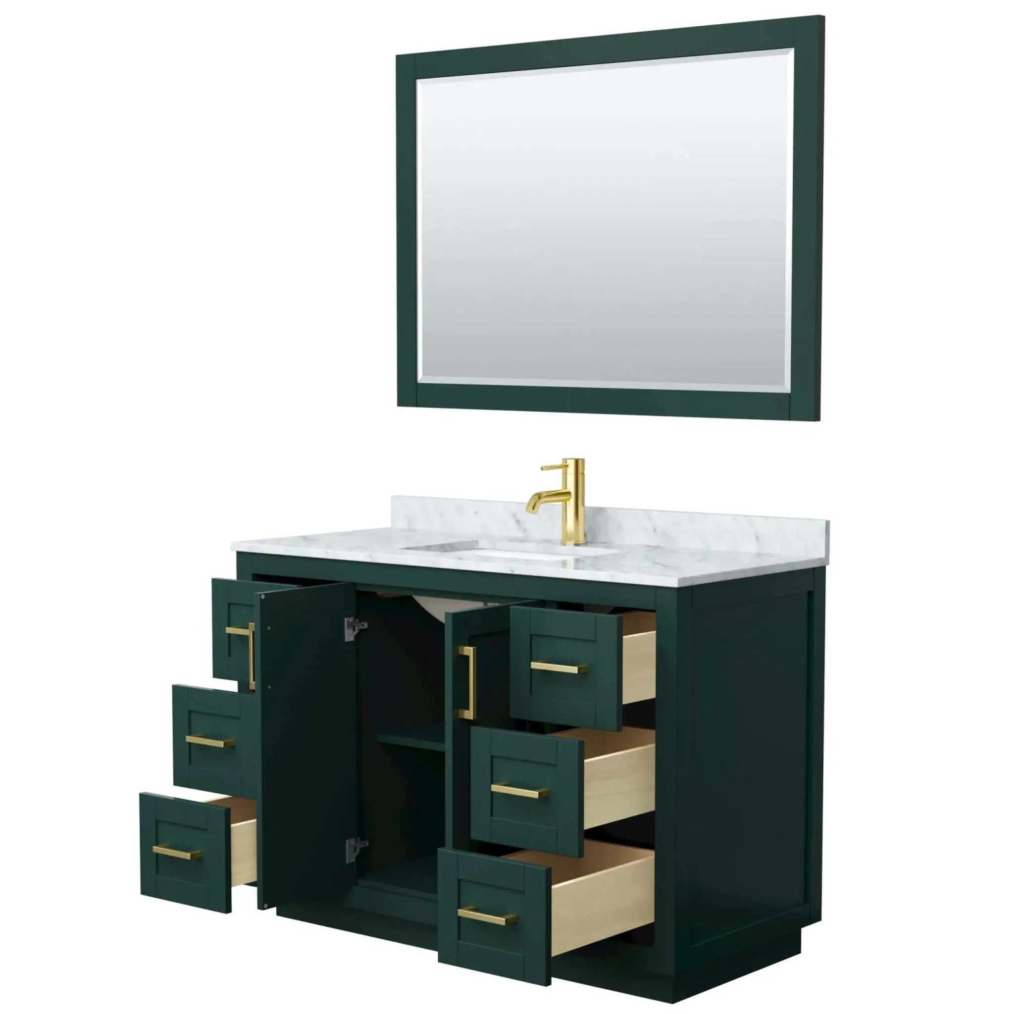 48" Miranda Single Bathroom Vanity in Green with Brushed Gold Trim & 46" Mirror by Wyndham