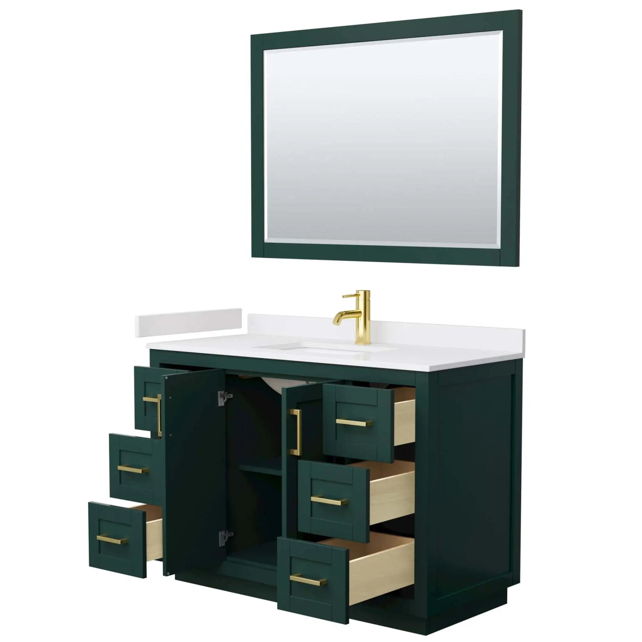 48" Miranda Single Bathroom Vanity in Green with Brushed Gold Trim & 46" Mirror by Wyndham