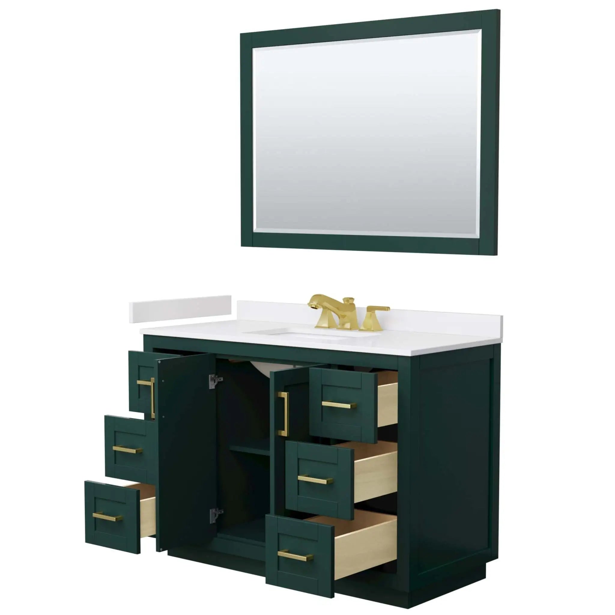 48" Miranda Single Bathroom Vanity in Green with Brushed Gold Trim & 46" Mirror by Wyndham