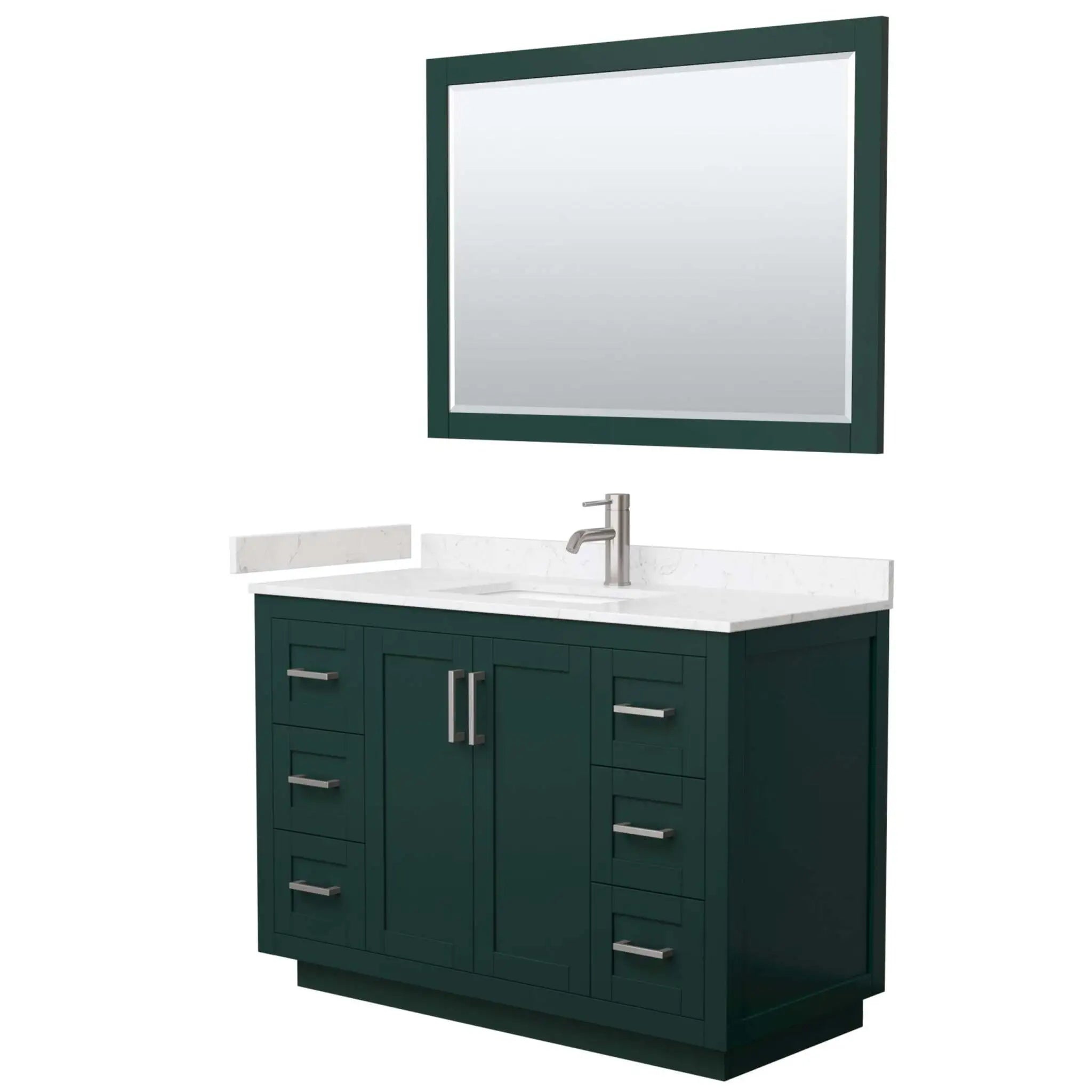 48" Miranda Single Bathroom Vanity in Green with Brushed Nickel Trim & 46" Mirror by Wyndham