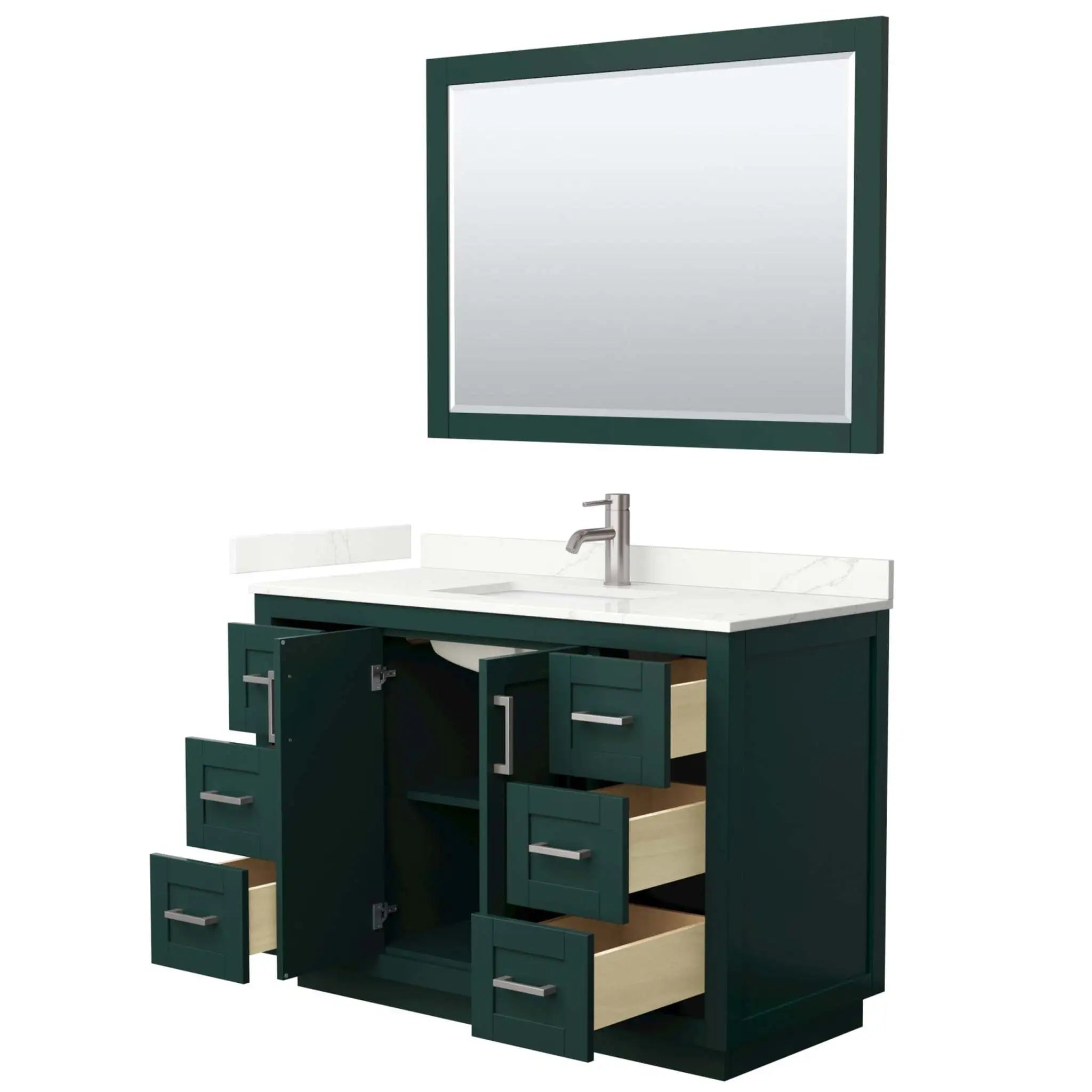48" Miranda Single Bathroom Vanity in Green with Brushed Nickel Trim & 46" Mirror by Wyndham