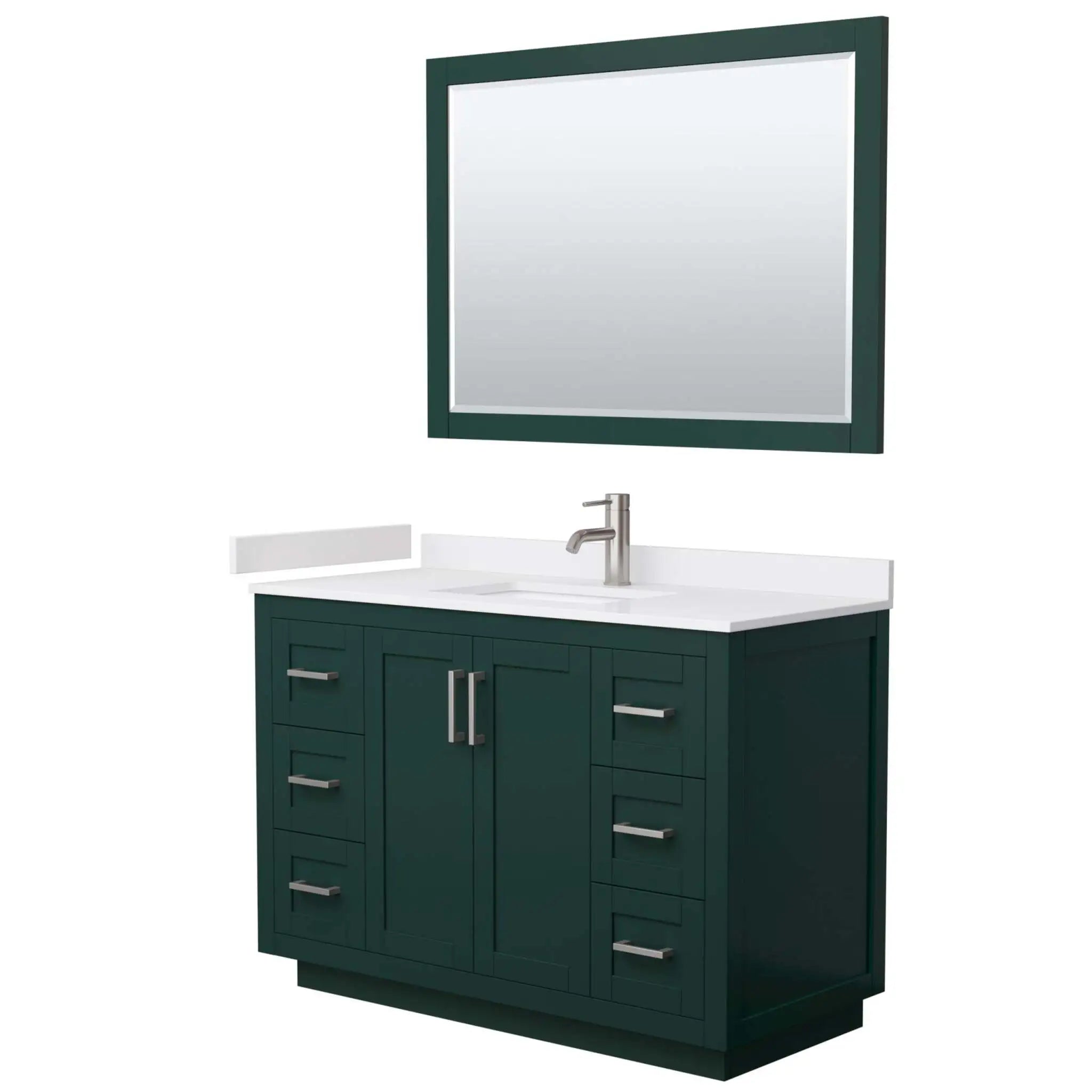 48" Miranda Single Bathroom Vanity in Green with Brushed Nickel Trim & 46" Mirror by Wyndham