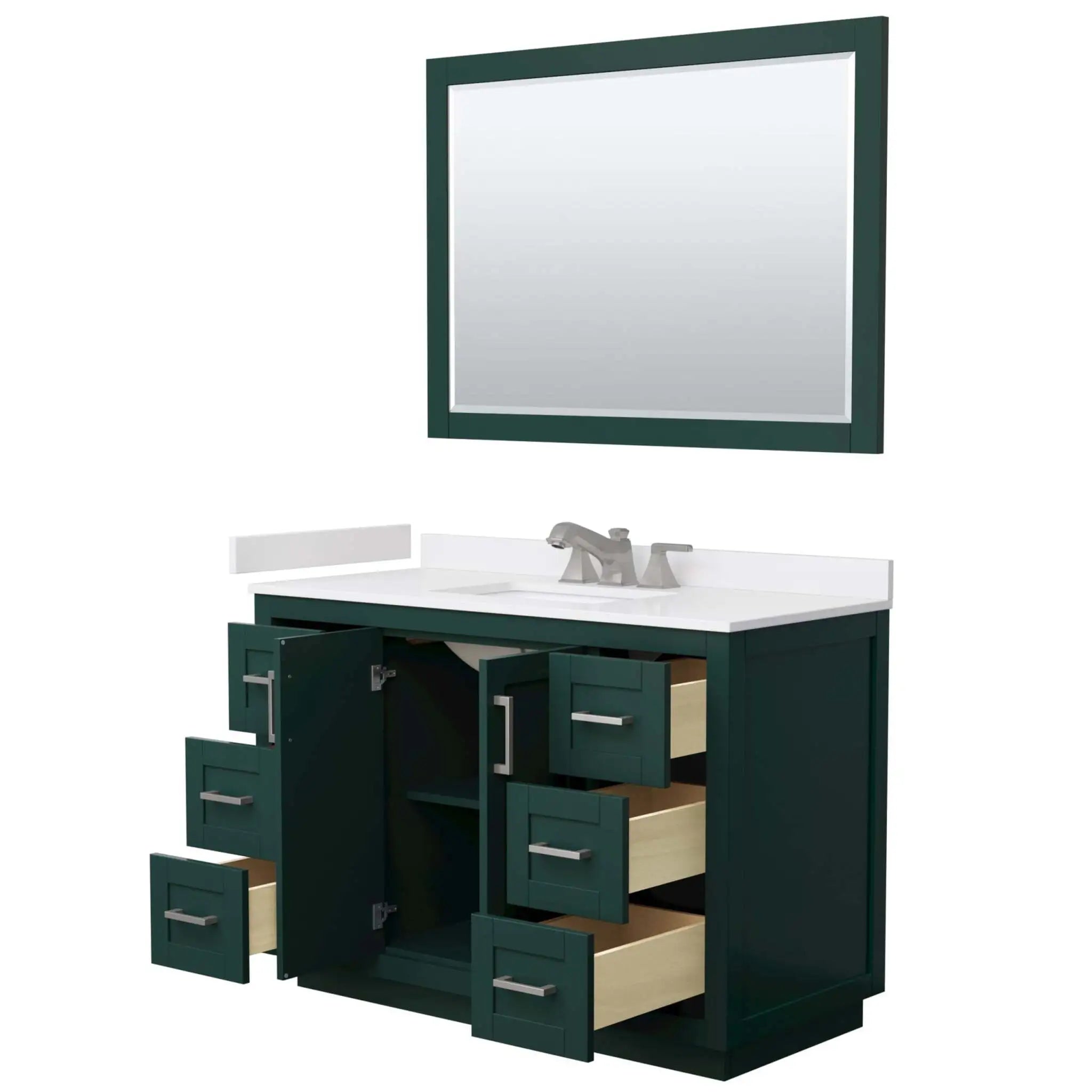 48" Miranda Single Bathroom Vanity in Green with Brushed Nickel Trim & 46" Mirror by Wyndham