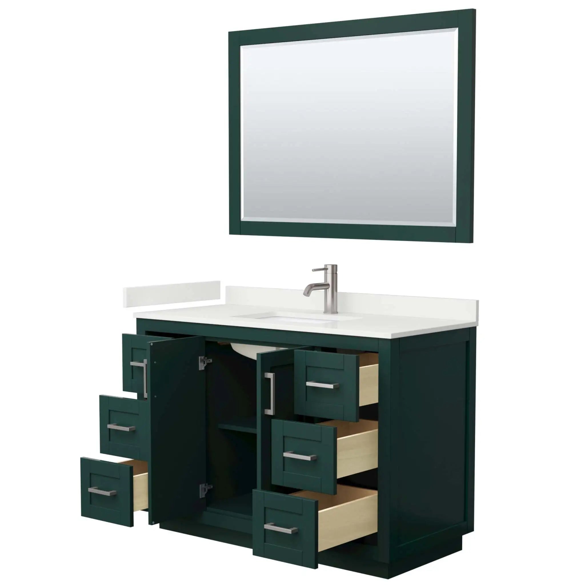 48" Miranda Single Bathroom Vanity in Green with Brushed Nickel Trim & 46" Mirror by Wyndham