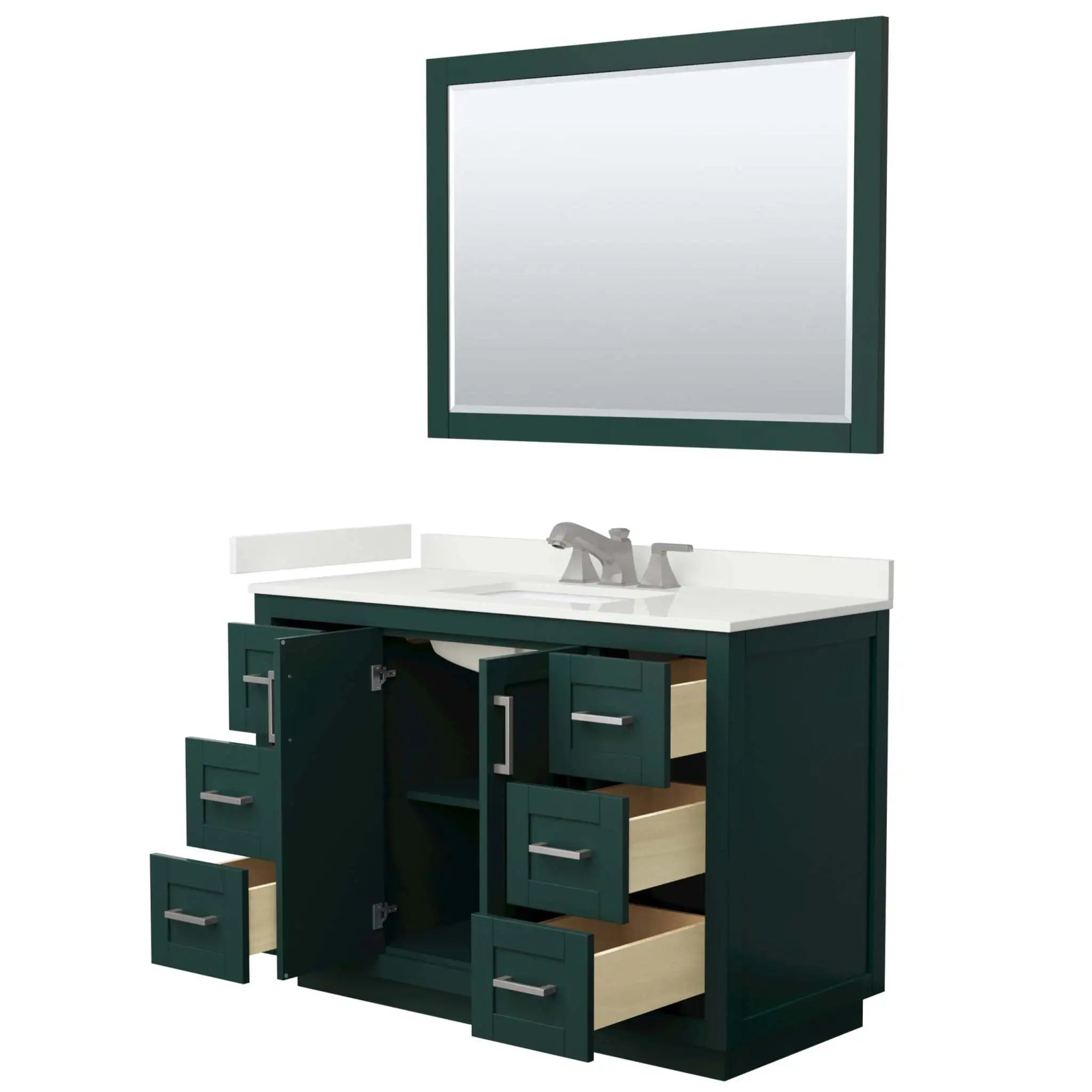 48" Miranda Single Bathroom Vanity in Green with Brushed Nickel Trim & 46" Mirror by Wyndham
