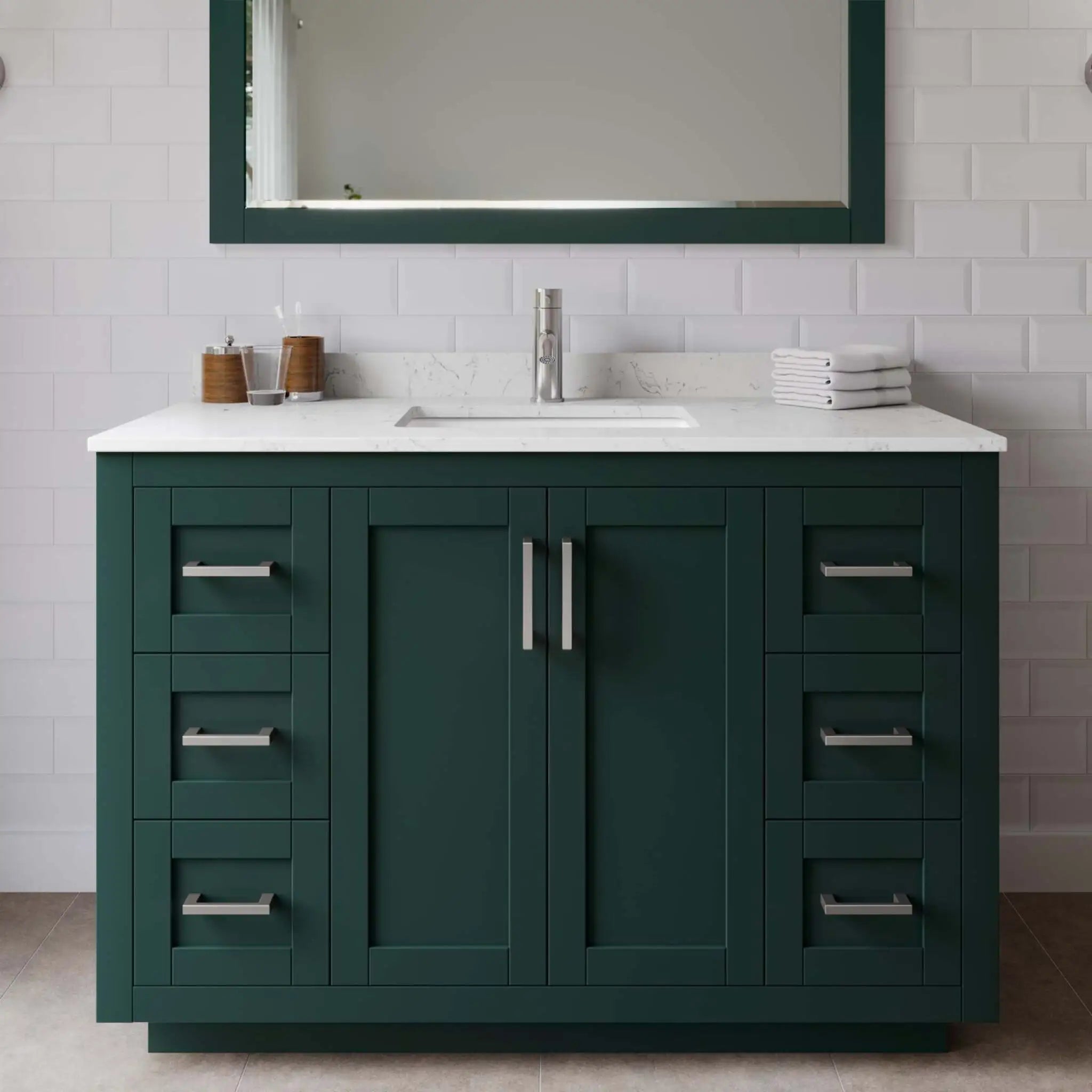 48" Miranda Single Bathroom Vanity in Green with Brushed Nickel Trim by Wyndham