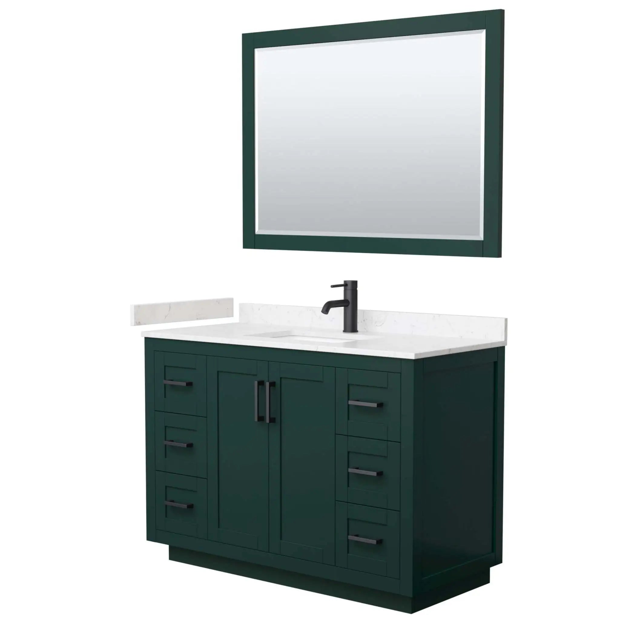 48" Miranda Single Bathroom Vanity in Green with Matte Black Trim & 46" Mirror by Wyndham